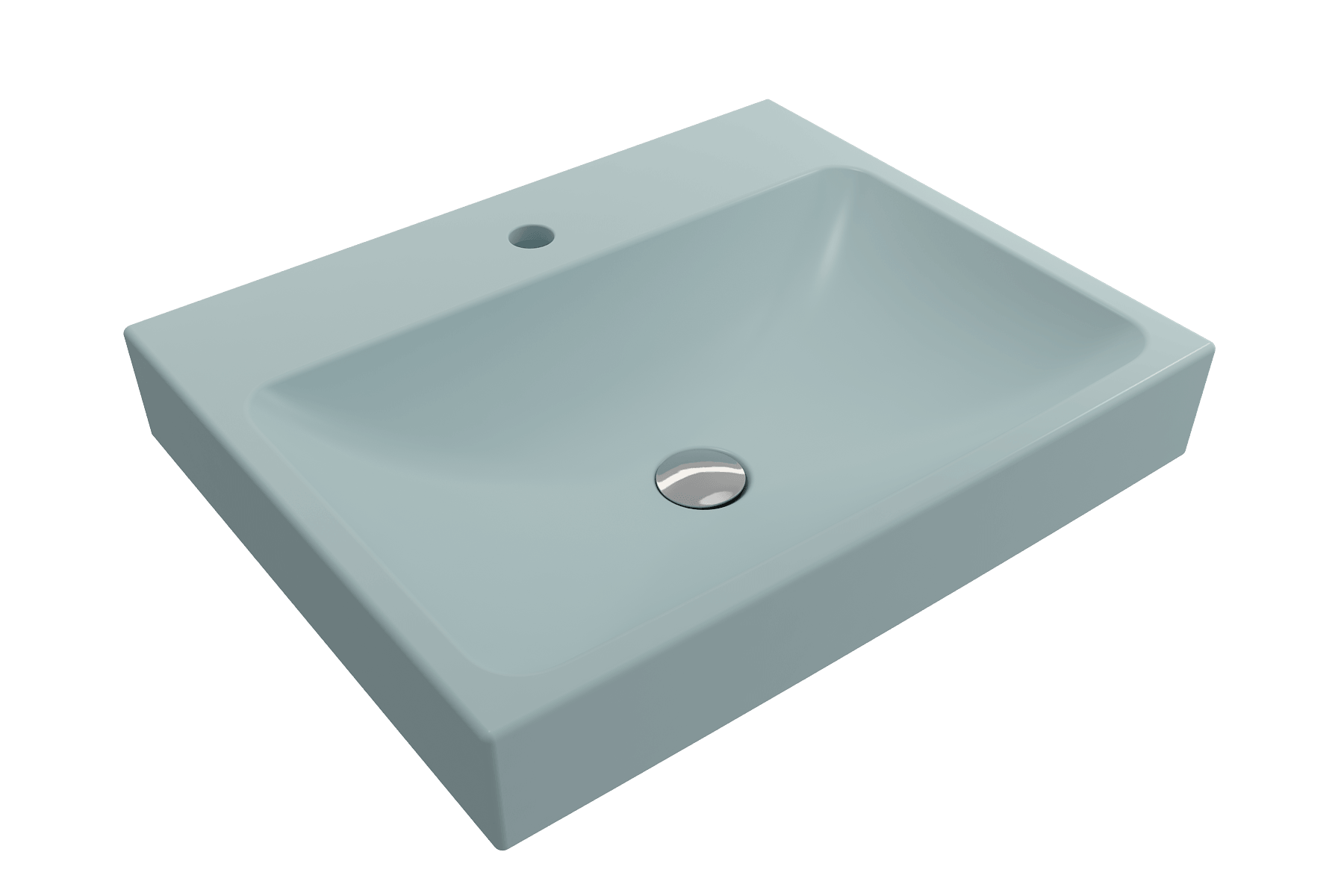 Alternate Image for BOCCHI Scala 24" Rectangle Wallmount Fireclay Bathroom Sink, Matte Ice Blue, Single Faucet Hole, 1077-029-0126