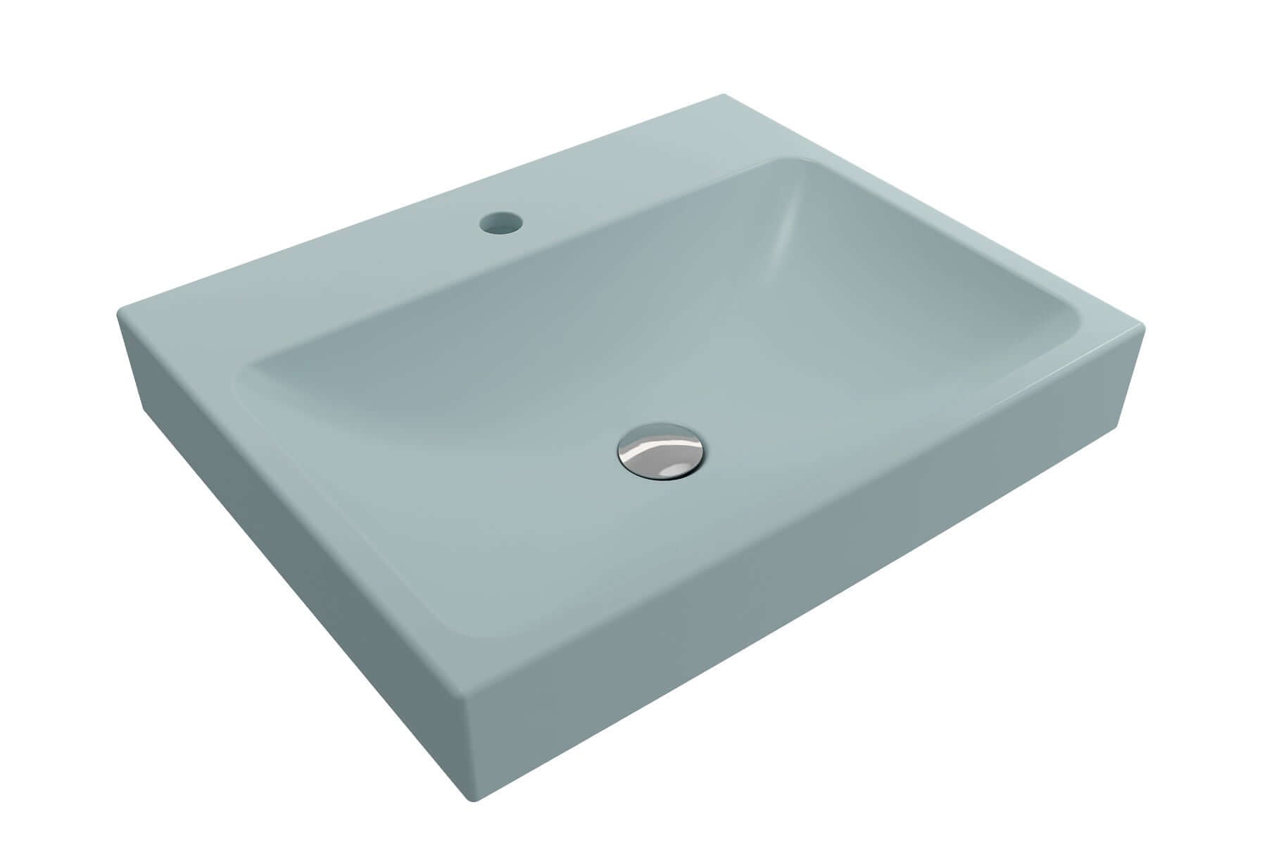 Alternate Image for BOCCHI Scala 24" Rectangle Wallmount Fireclay Bathroom Sink, Matte Ice Blue, Single Faucet Hole, 1077-029-0126
