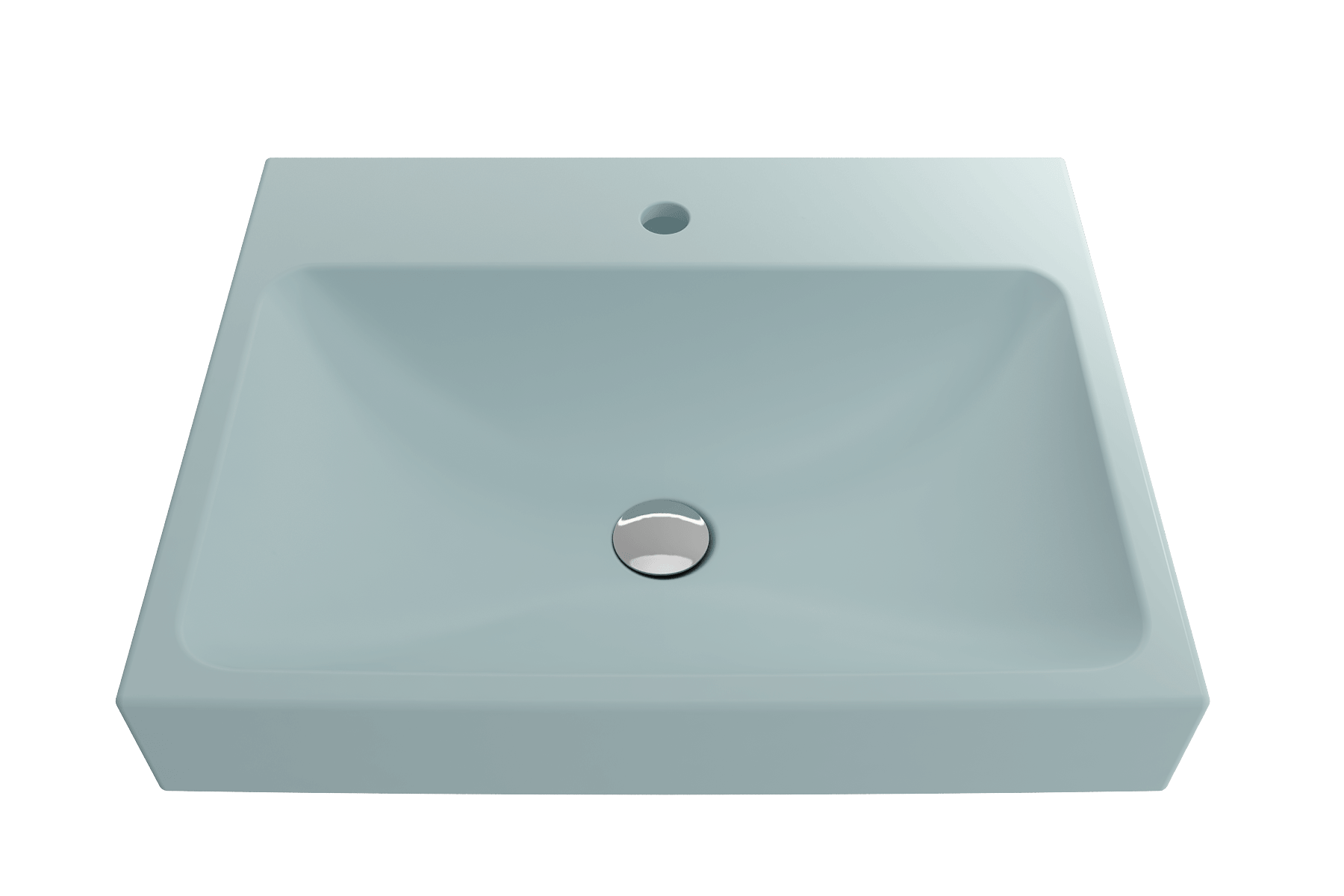 Alternate Image for BOCCHI Scala 24" Rectangle Wallmount Fireclay Bathroom Sink, Matte Ice Blue, Single Faucet Hole, 1077-029-0126
