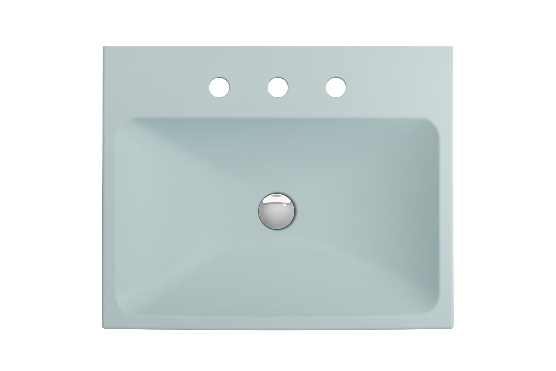 Alternate Image for BOCCHI Scala 24" Rectangle Wallmount Fireclay Bathroom Sink, Matte Ice Blue, 3 Faucet Hole, 1077-029-0127