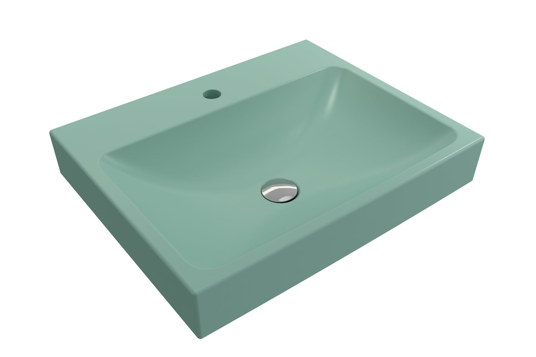 Alternate Image for BOCCHI Scala 24" Rectangle Wallmount Fireclay Bathroom Sink, Matte Mint Green, Single Faucet Hole, 1077-033-0126