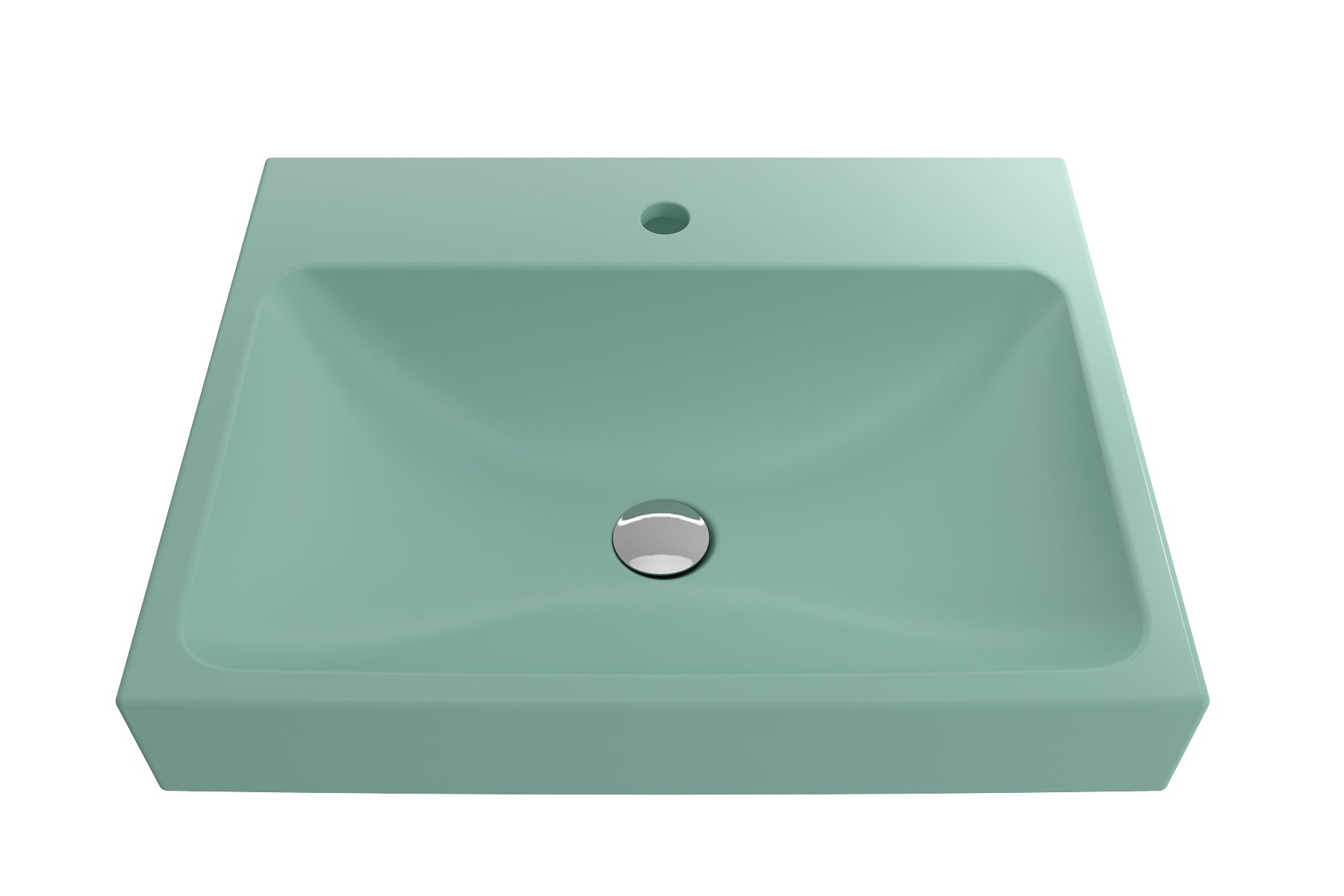 Alternate Image for BOCCHI Scala 24" Rectangle Wallmount Fireclay Bathroom Sink, Matte Mint Green, Single Faucet Hole, 1077-033-0126