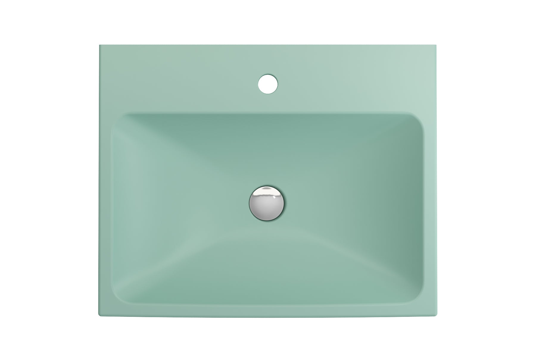 Alternate Image for BOCCHI Scala 24" Rectangle Wallmount Fireclay Bathroom Sink, Matte Mint Green, Single Faucet Hole, 1077-033-0126