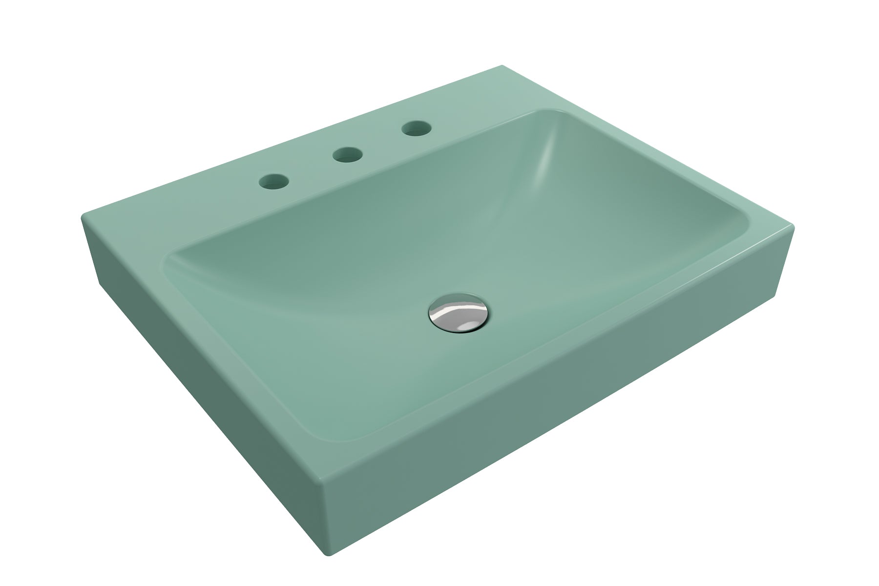 Alternate Image for BOCCHI Scala 24" Rectangle Wallmount Fireclay Bathroom Sink, Matte Mint Green, 3 Faucet Hole, 1077-033-0127