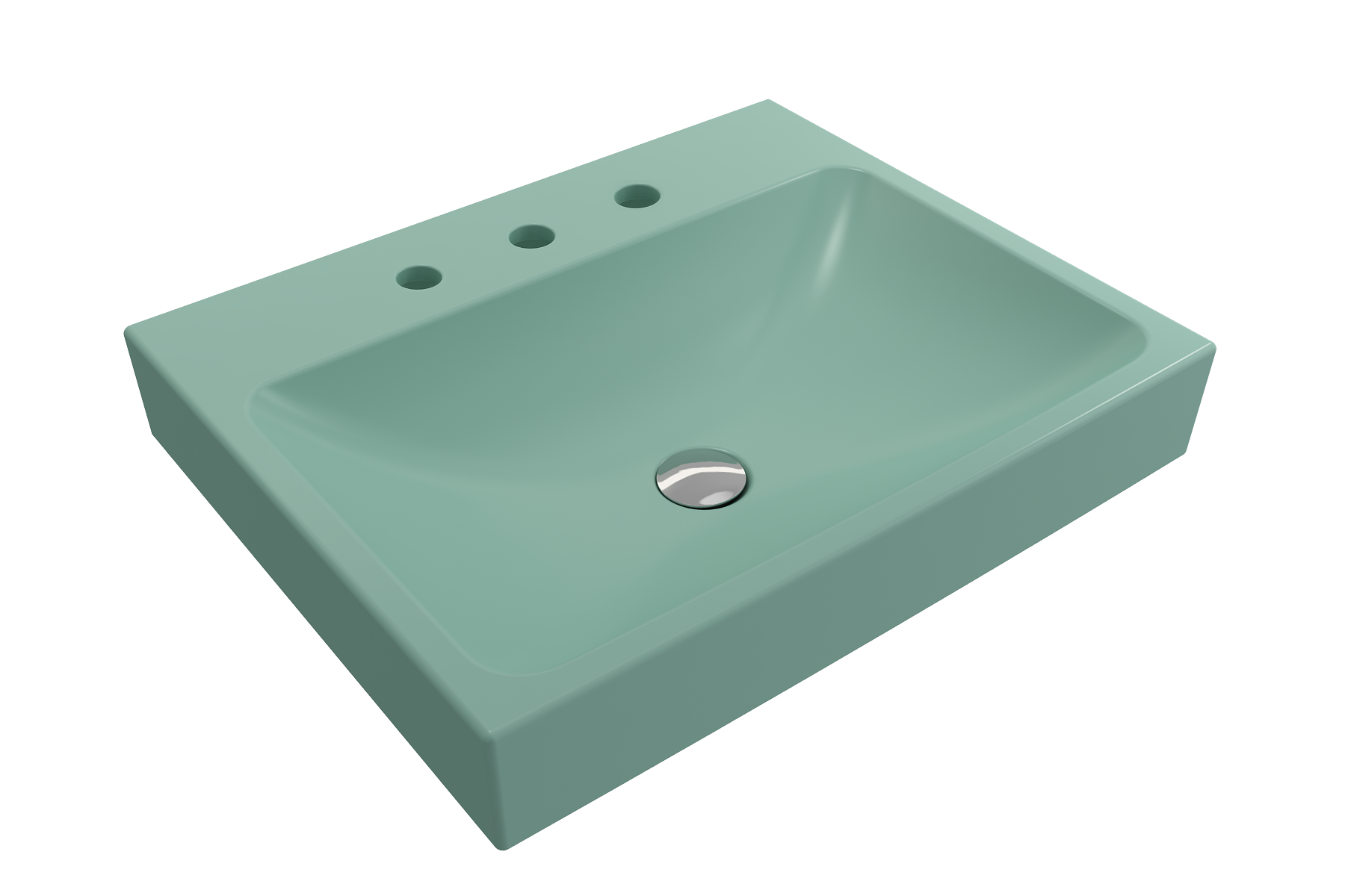 Alternate Image for BOCCHI Scala 24" Rectangle Wallmount Fireclay Bathroom Sink, Matte Mint Green, 3 Faucet Hole, 1077-033-0127
