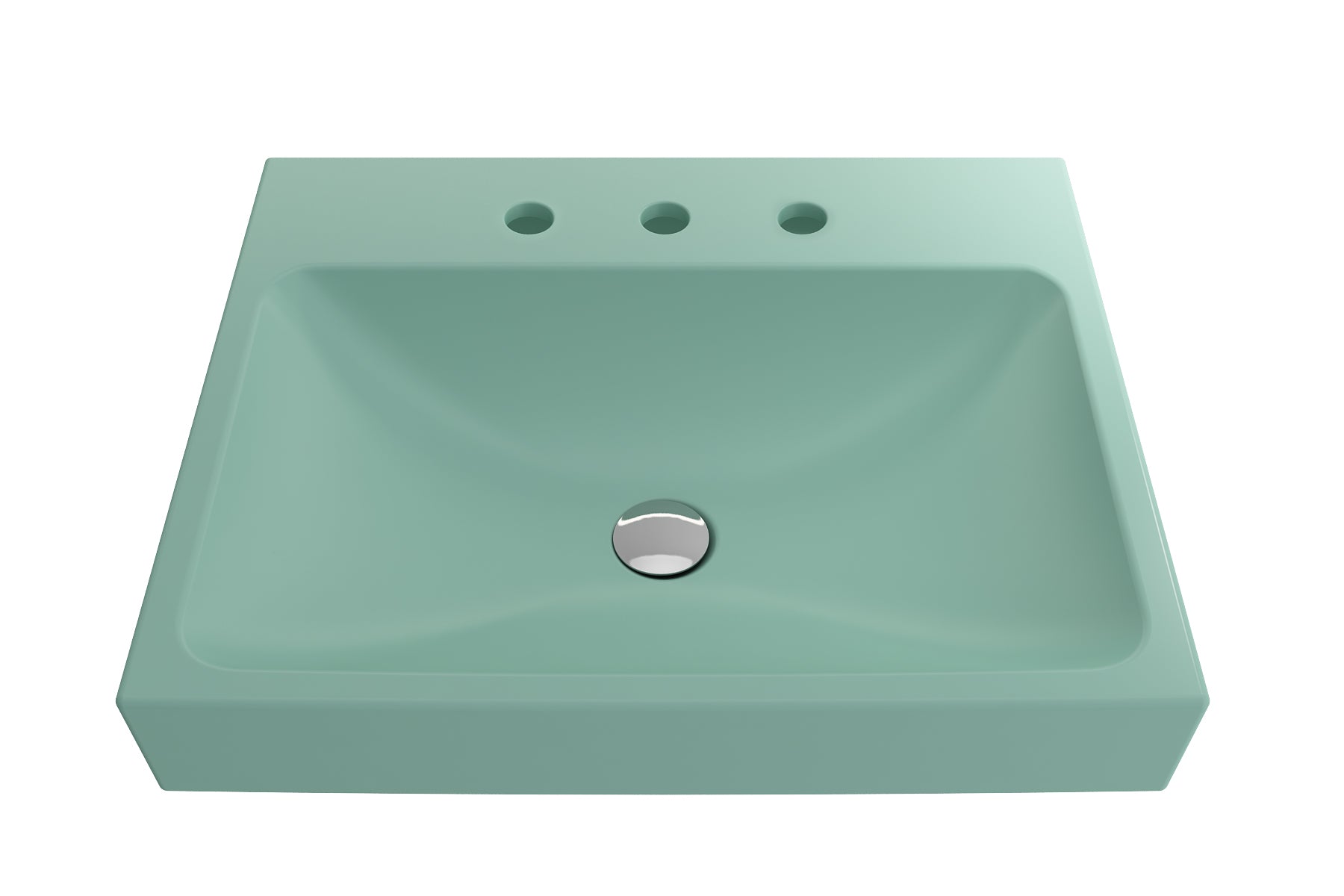 Alternate Image for BOCCHI Scala 24" Rectangle Wallmount Fireclay Bathroom Sink, Matte Mint Green, 3 Faucet Hole, 1077-033-0127