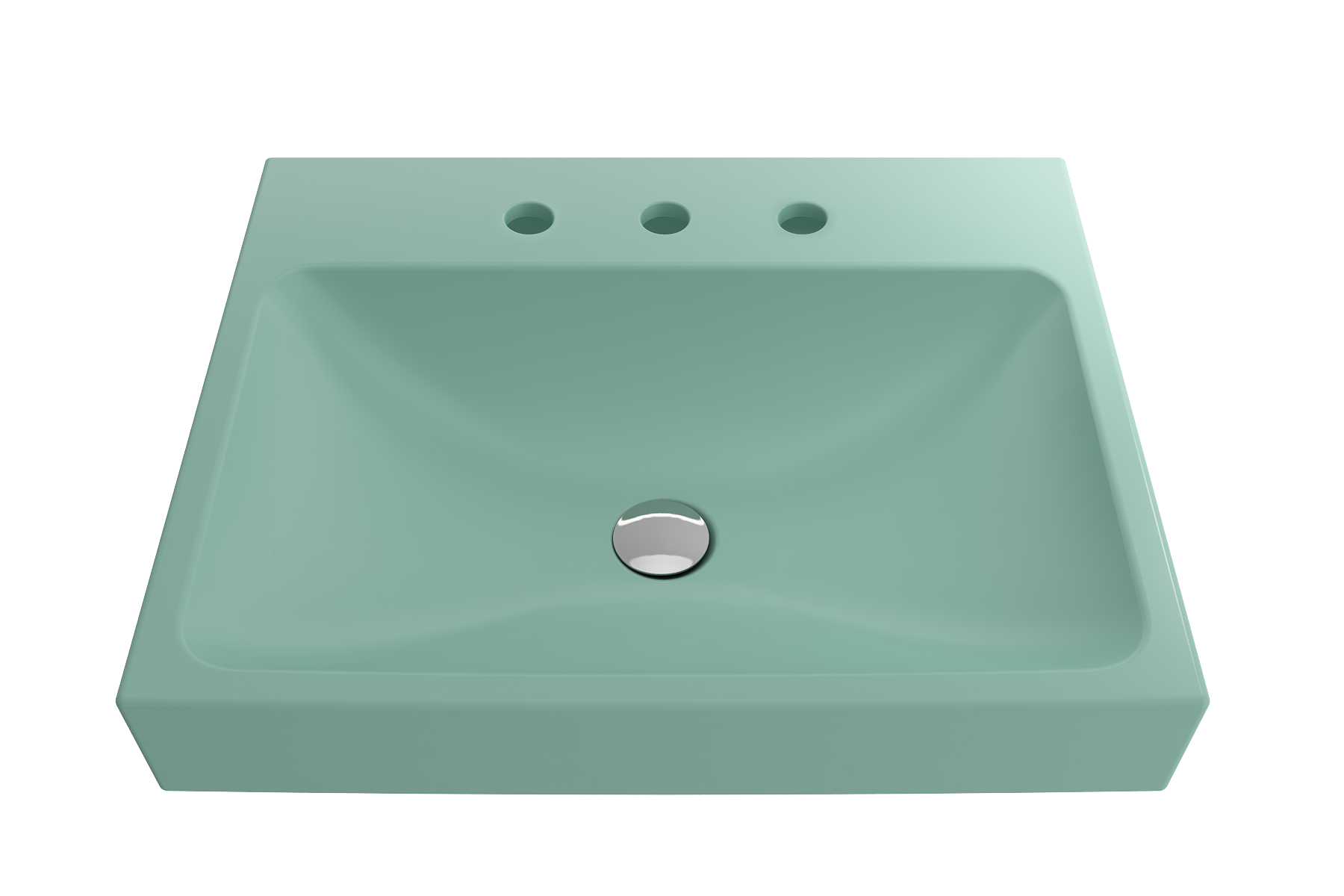 Alternate Image for BOCCHI Scala 24" Rectangle Wallmount Fireclay Bathroom Sink, Matte Mint Green, 3 Faucet Hole, 1077-033-0127