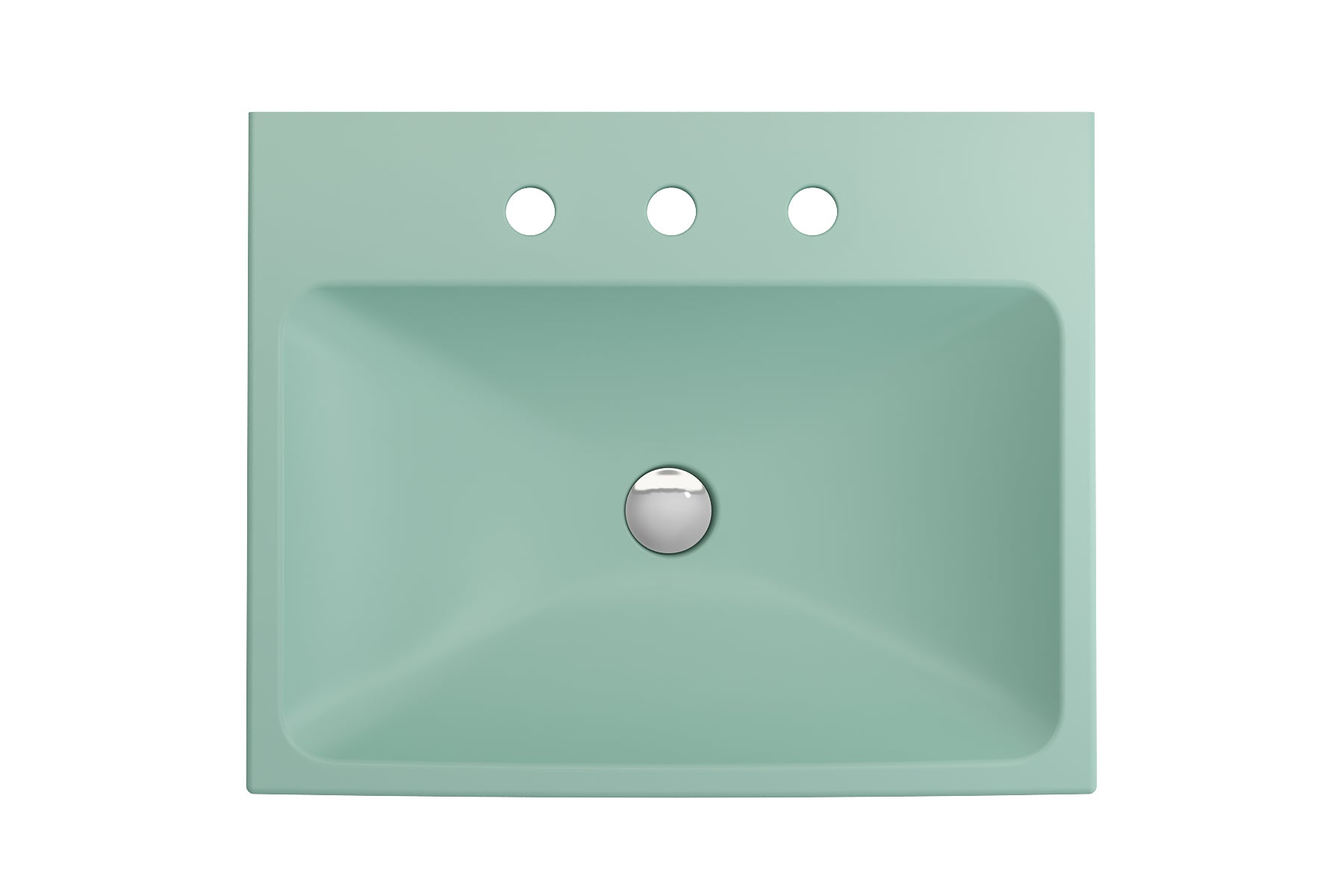 Alternate Image for BOCCHI Scala 24" Rectangle Wallmount Fireclay Bathroom Sink, Matte Mint Green, 3 Faucet Hole, 1077-033-0127