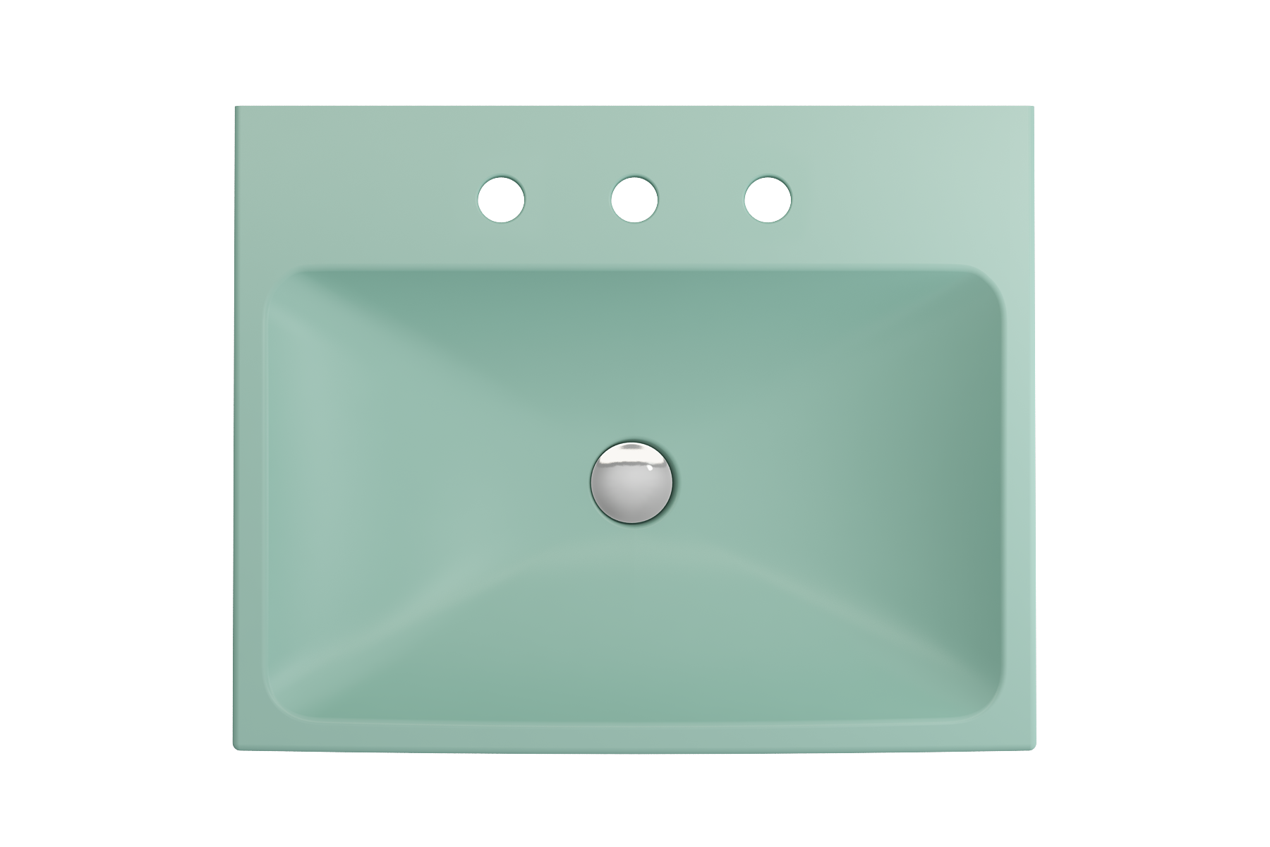 Alternate Image for BOCCHI Scala 24" Rectangle Wallmount Fireclay Bathroom Sink, Matte Mint Green, 3 Faucet Hole, 1077-033-0127