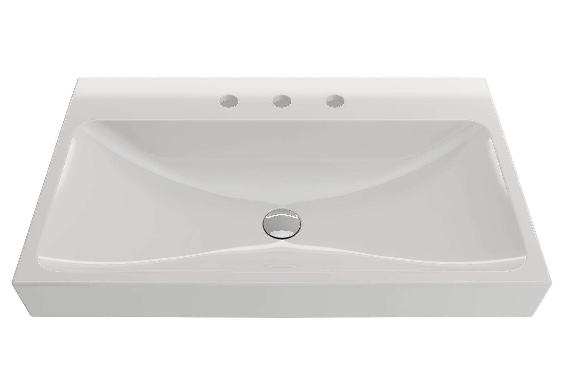 Alternate Image for BOCCHI Scala 32" Rectangle Wallmount Fireclay Bathroom Sink, White, 3 Faucet Hole, 1078-001-0127