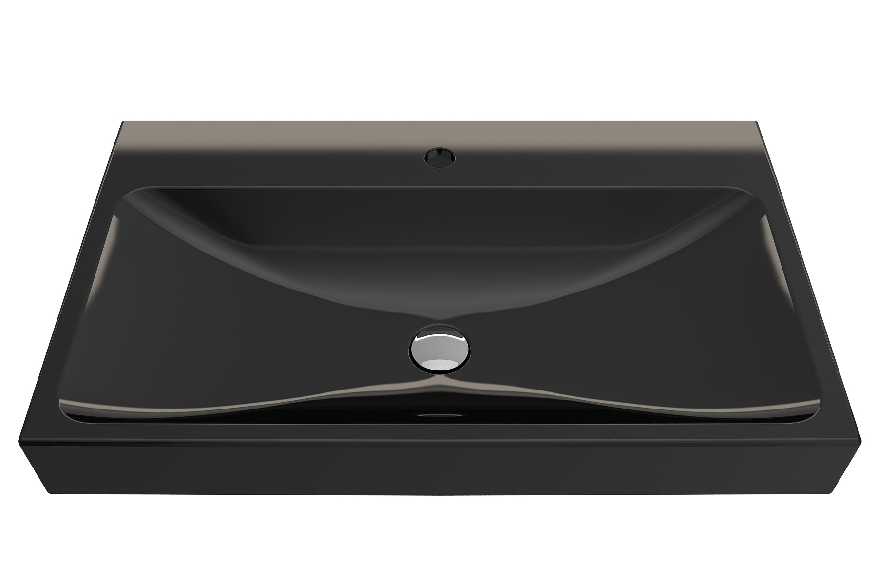 Alternate Image for BOCCHI Scala 32" Rectangle Wallmount Fireclay Bathroom Sink, Black, Single Faucet Hole, 1078-005-0126