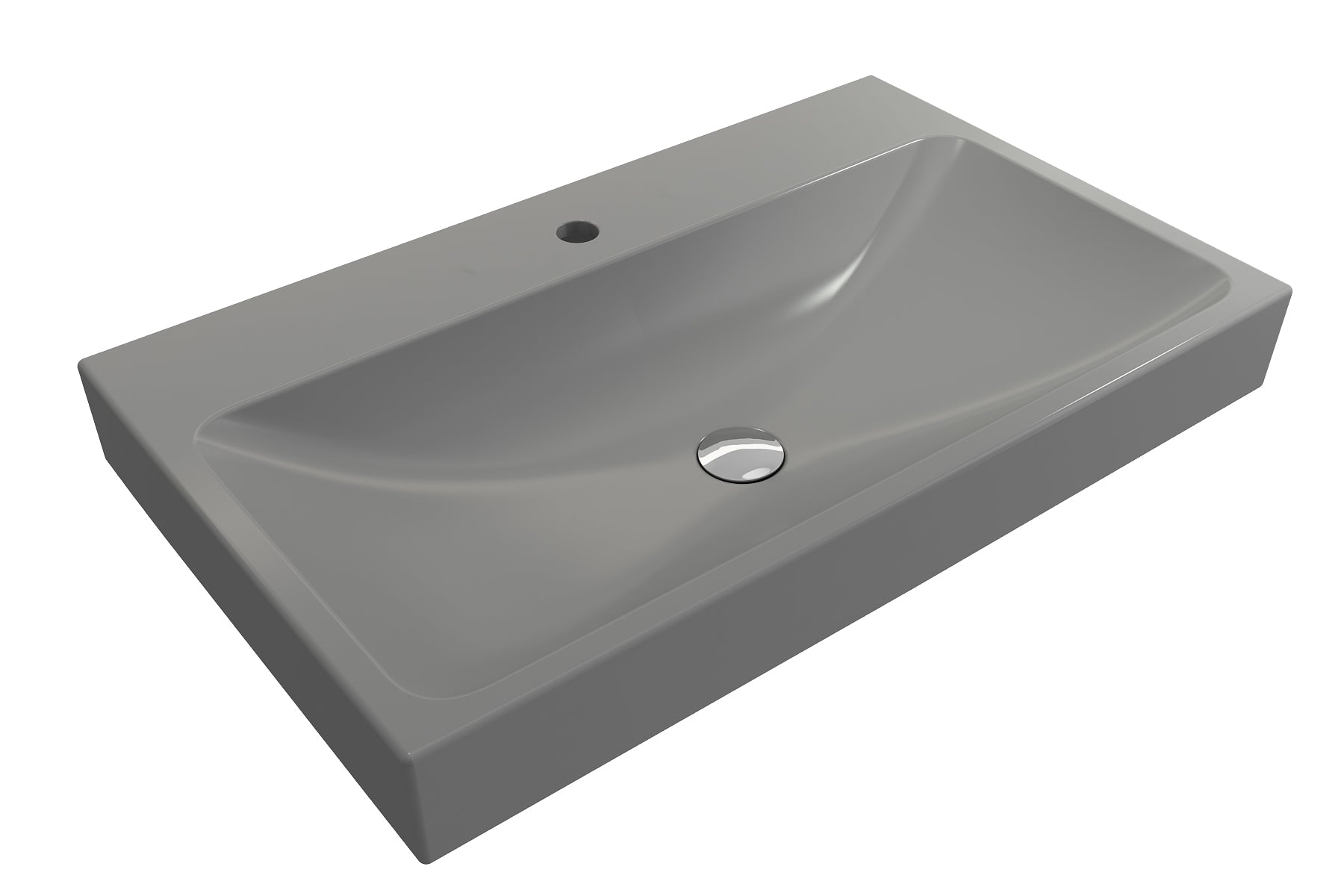 Alternate Image for BOCCHI Scala 32" Rectangle Wallmount Fireclay Bathroom Sink, Matte Gray, Single Faucet Hole, 1078-006-0126