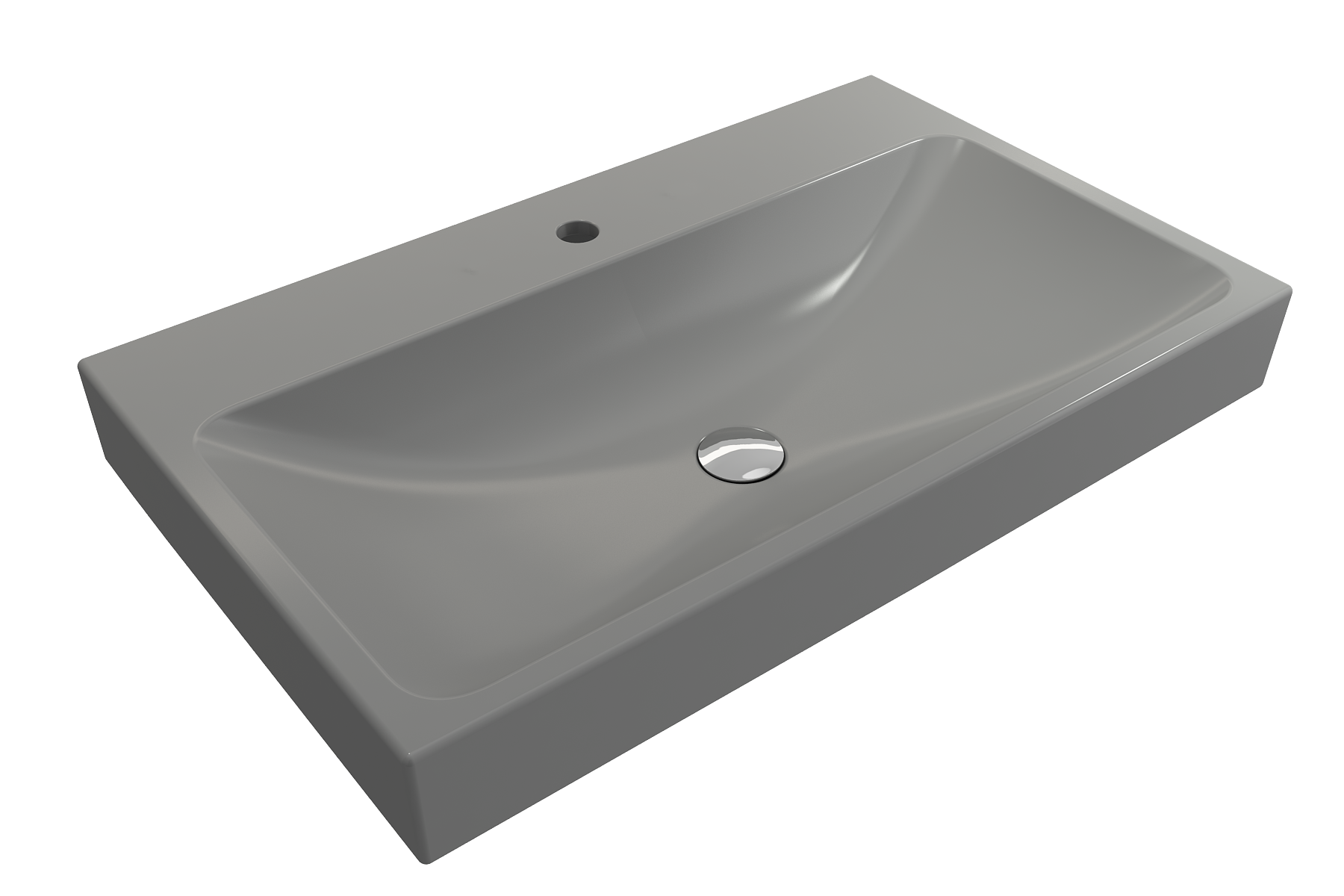 Alternate Image for BOCCHI Scala 32" Rectangle Wallmount Fireclay Bathroom Sink, Matte Gray, Single Faucet Hole, 1078-006-0126