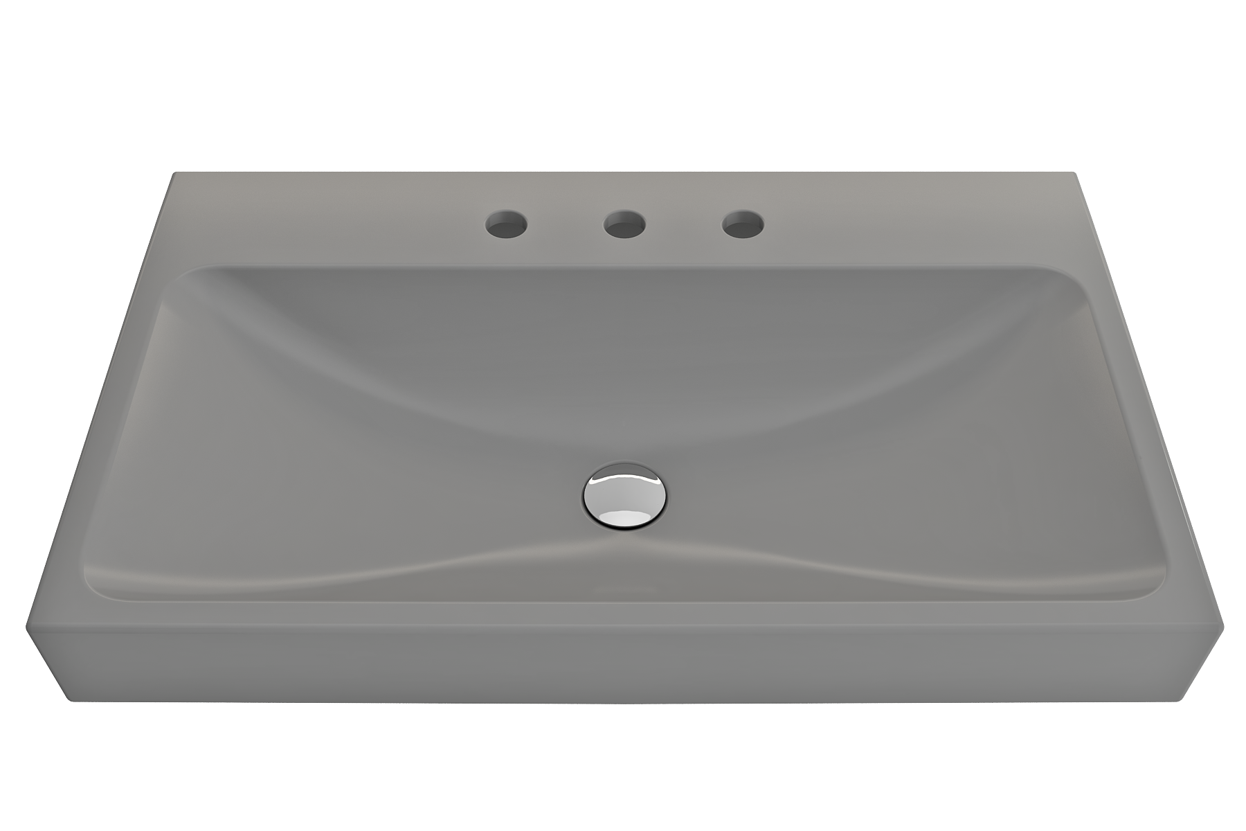 Alternate Image for BOCCHI Scala 32" Rectangle Wallmount Fireclay Bathroom Sink, Matte Gray, 3 Faucet Hole, 1078-006-0127