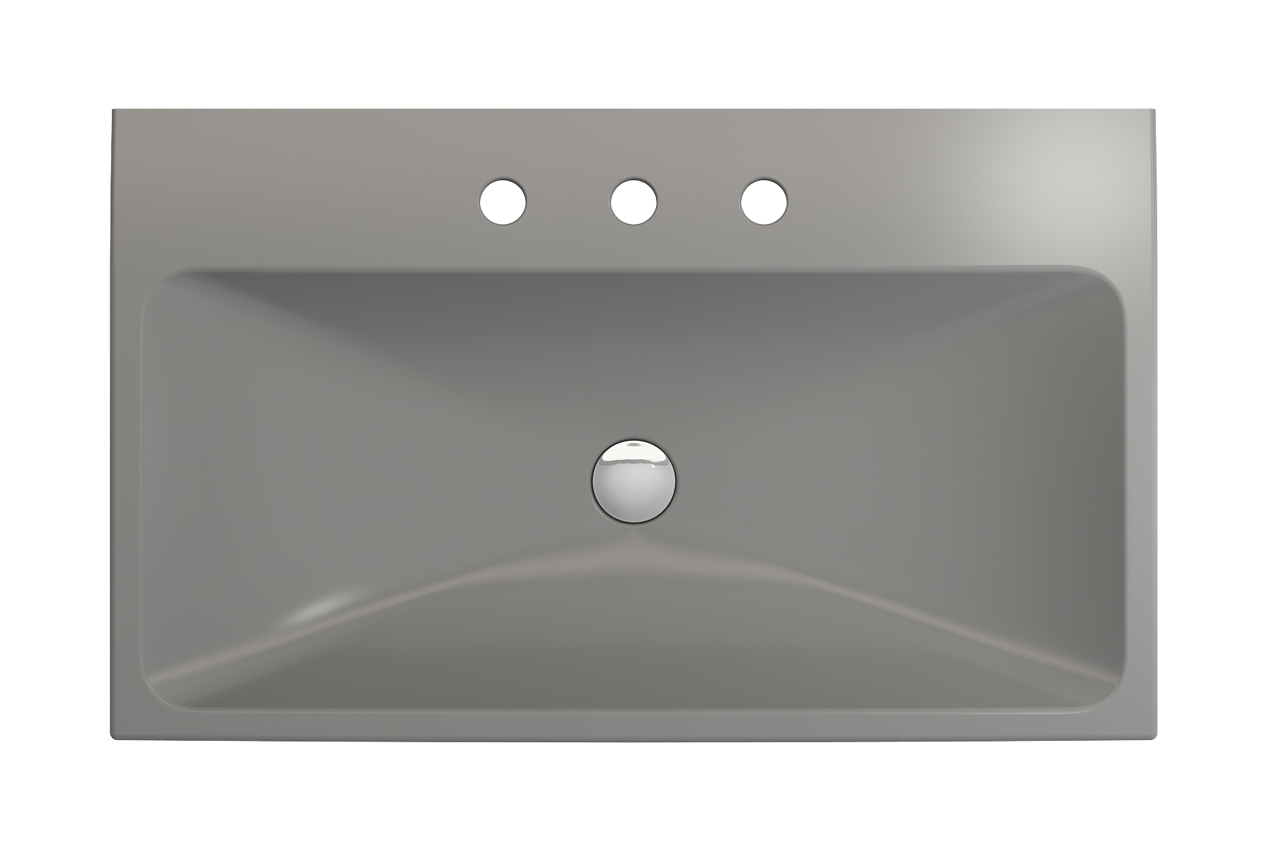 Alternate Image for BOCCHI Scala 32" Rectangle Wallmount Fireclay Bathroom Sink, Matte Gray, 3 Faucet Hole, 1078-006-0127
