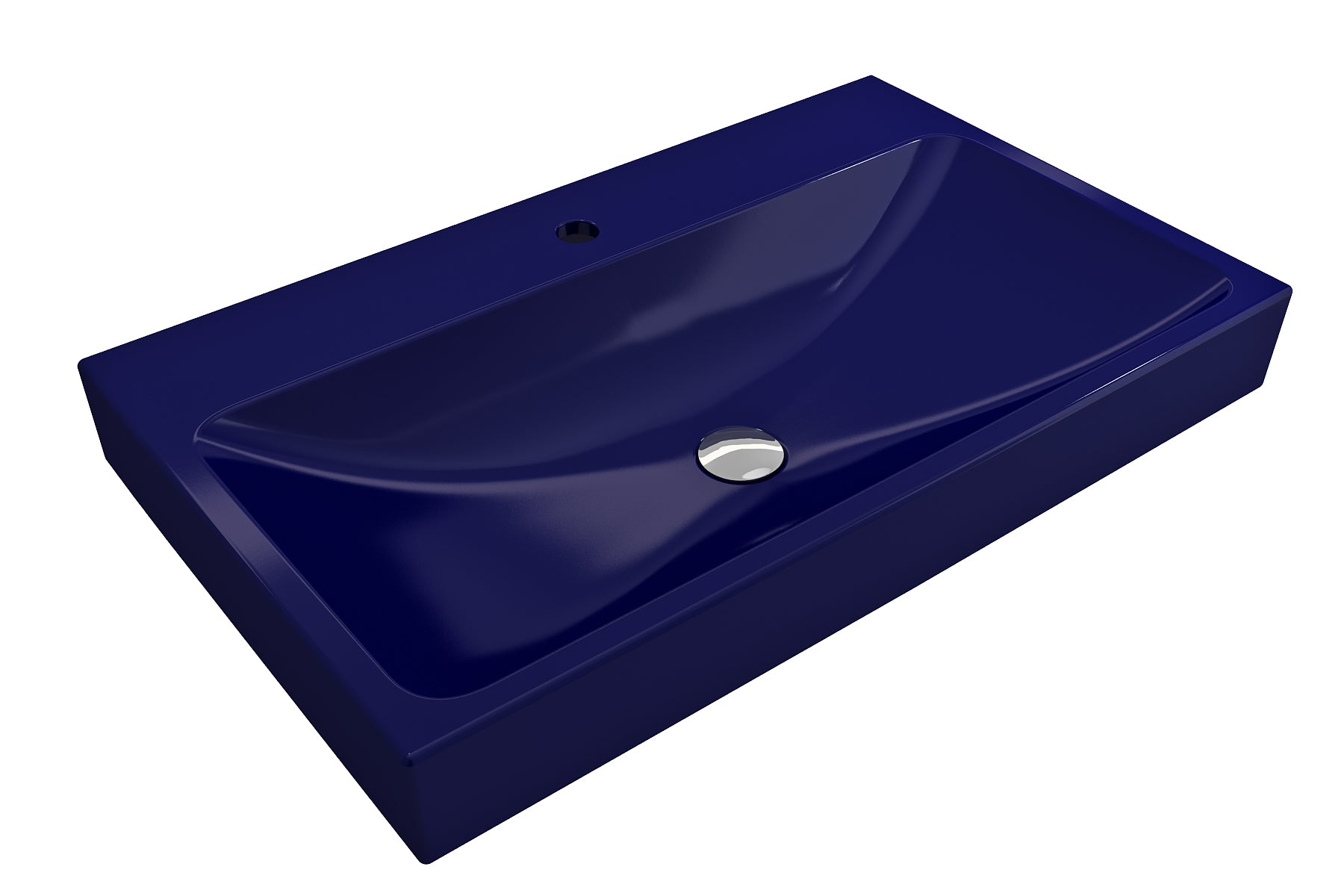 Alternate Image for BOCCHI Scala 32" Rectangle Wallmount Fireclay Bathroom Sink, Sapphire Blue, Single Faucet Hole, 1078-010-0126