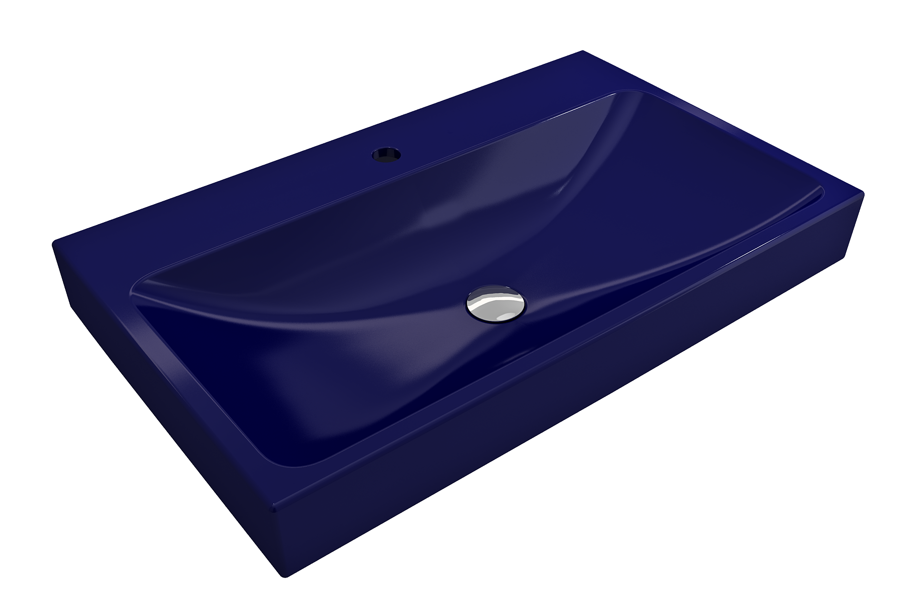 Alternate Image for BOCCHI Scala 32" Rectangle Wallmount Fireclay Bathroom Sink, Sapphire Blue, Single Faucet Hole, 1078-010-0126