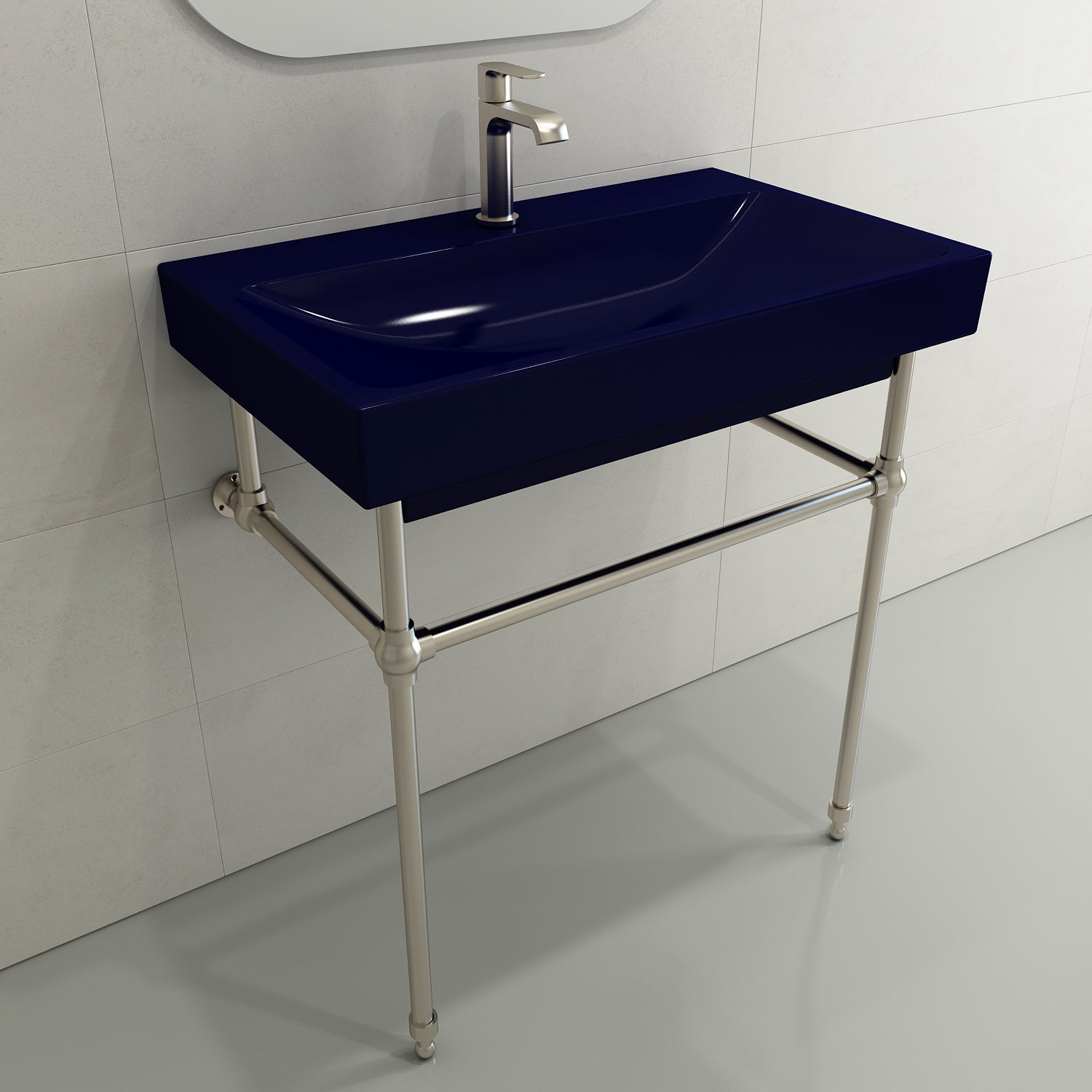 Alternate Image for BOCCHI Scala 32" Rectangle Wallmount Fireclay Bathroom Sink, Sapphire Blue, Single Faucet Hole, 1078-010-0126