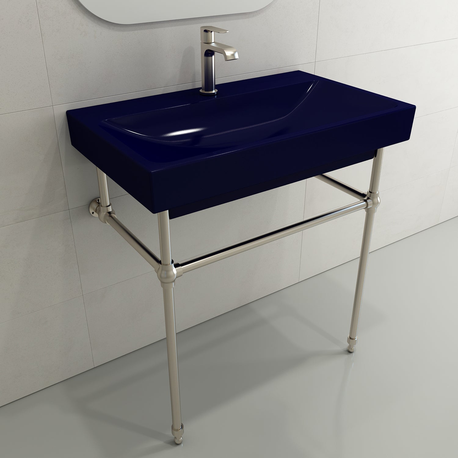 Alternate Image for BOCCHI Scala 32" Rectangle Wallmount Fireclay Bathroom Sink, Sapphire Blue, Single Faucet Hole, 1078-010-0126