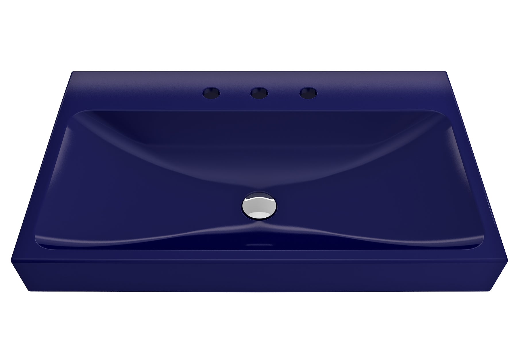 Alternate Image for BOCCHI Scala 32" Rectangle Wallmount Fireclay Bathroom Sink, Sapphire Blue, 3 Faucet Hole, 1078-010-0127