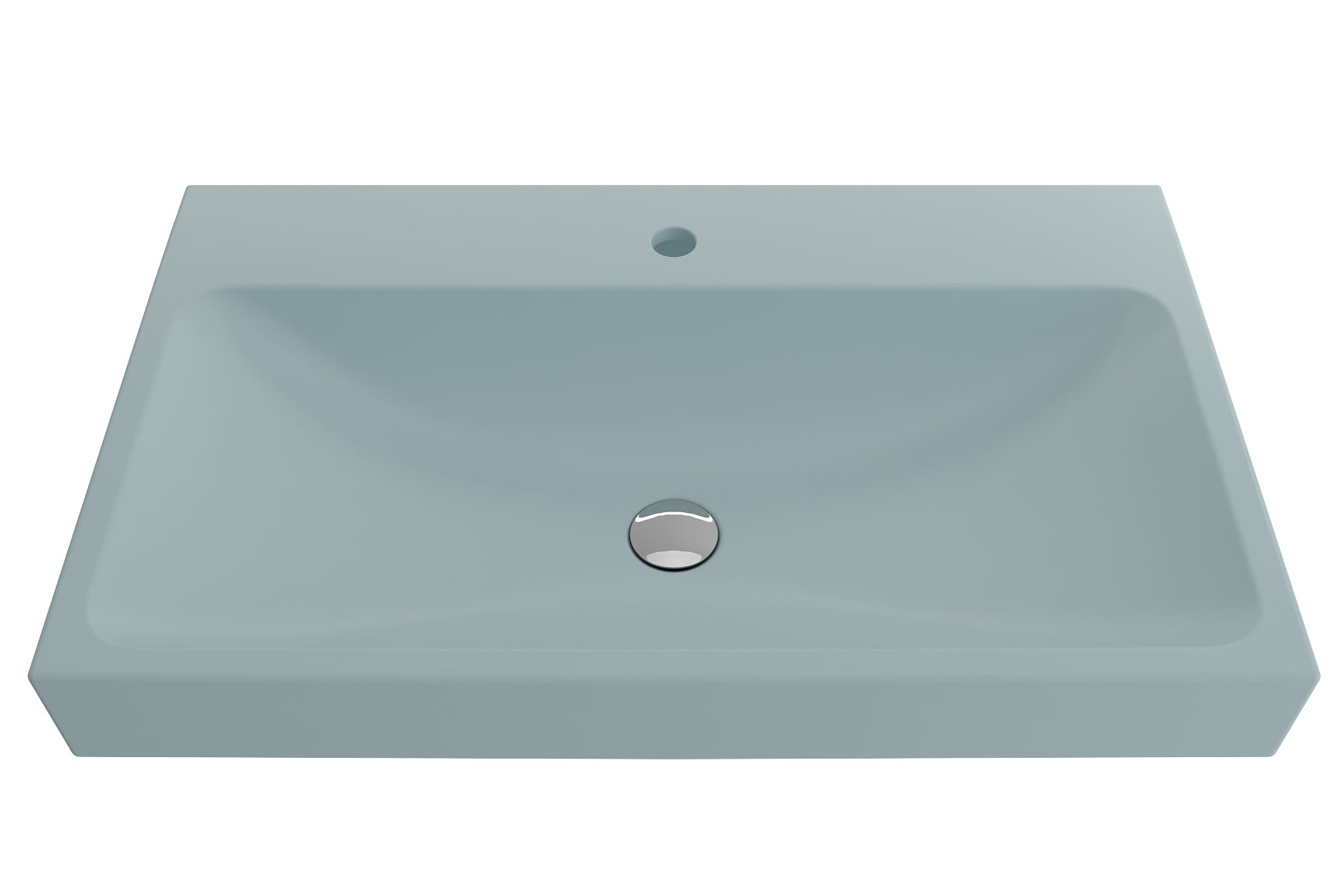 Alternate Image for BOCCHI Scala 32" Rectangle Wallmount Fireclay Bathroom Sink, Matte Ice Blue, Single Faucet Hole, 1078-029-0126