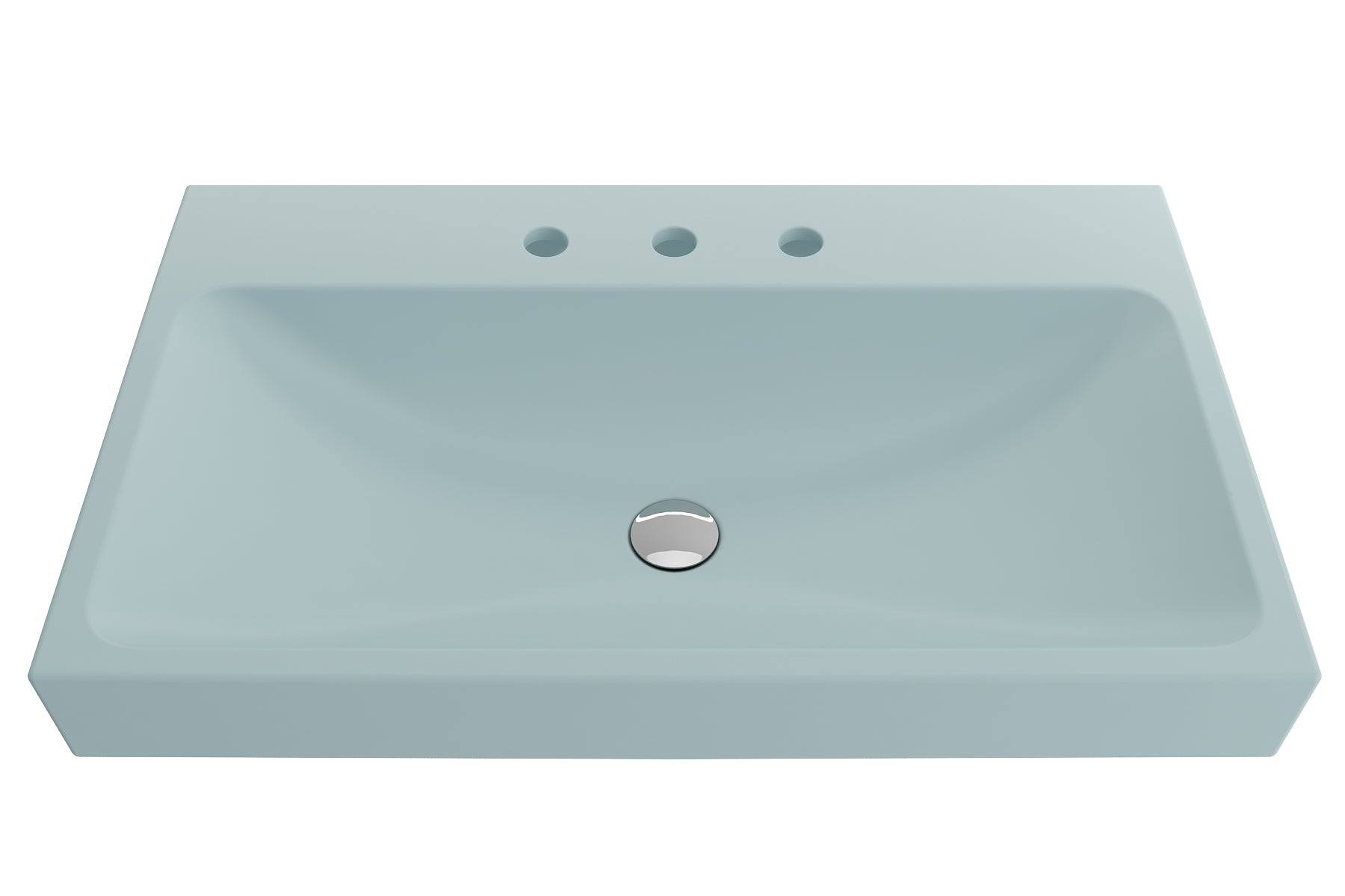 Alternate Image for BOCCHI Scala 32" Rectangle Wallmount Fireclay Bathroom Sink, Matte Ice Blue, 3 Faucet Hole, 1078-029-0127