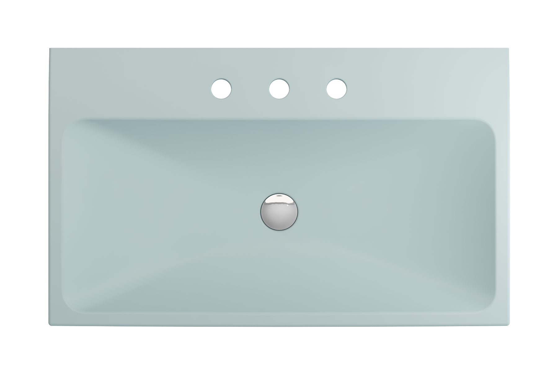 Alternate Image for BOCCHI Scala 32" Rectangle Wallmount Fireclay Bathroom Sink, Matte Ice Blue, 3 Faucet Hole, 1078-029-0127