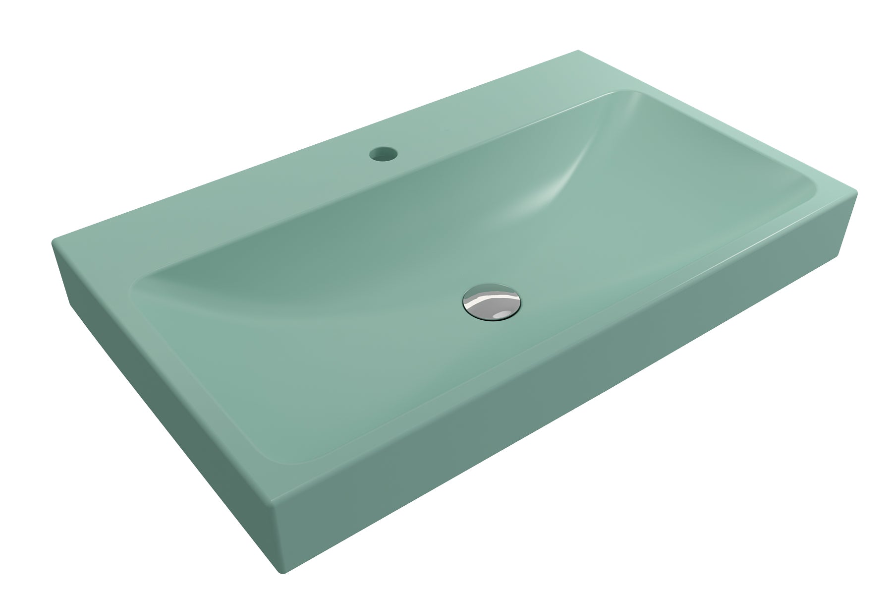 Alternate Image for BOCCHI Scala 32" Rectangle Wallmount Fireclay Bathroom Sink, Matte Mint Green, Single Faucet Hole, 1078-033-0126