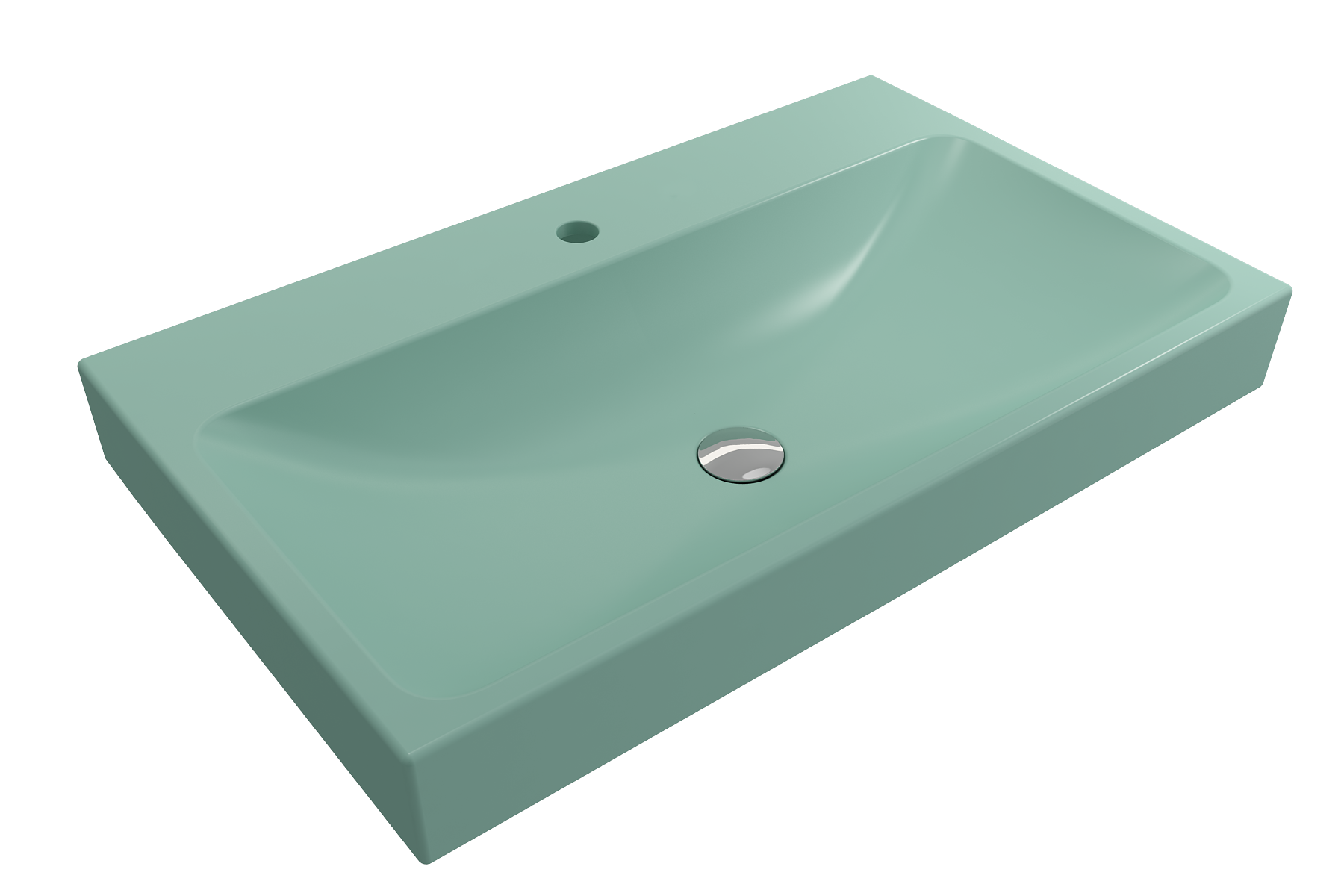 Alternate Image for BOCCHI Scala 32" Rectangle Wallmount Fireclay Bathroom Sink, Matte Mint Green, Single Faucet Hole, 1078-033-0126