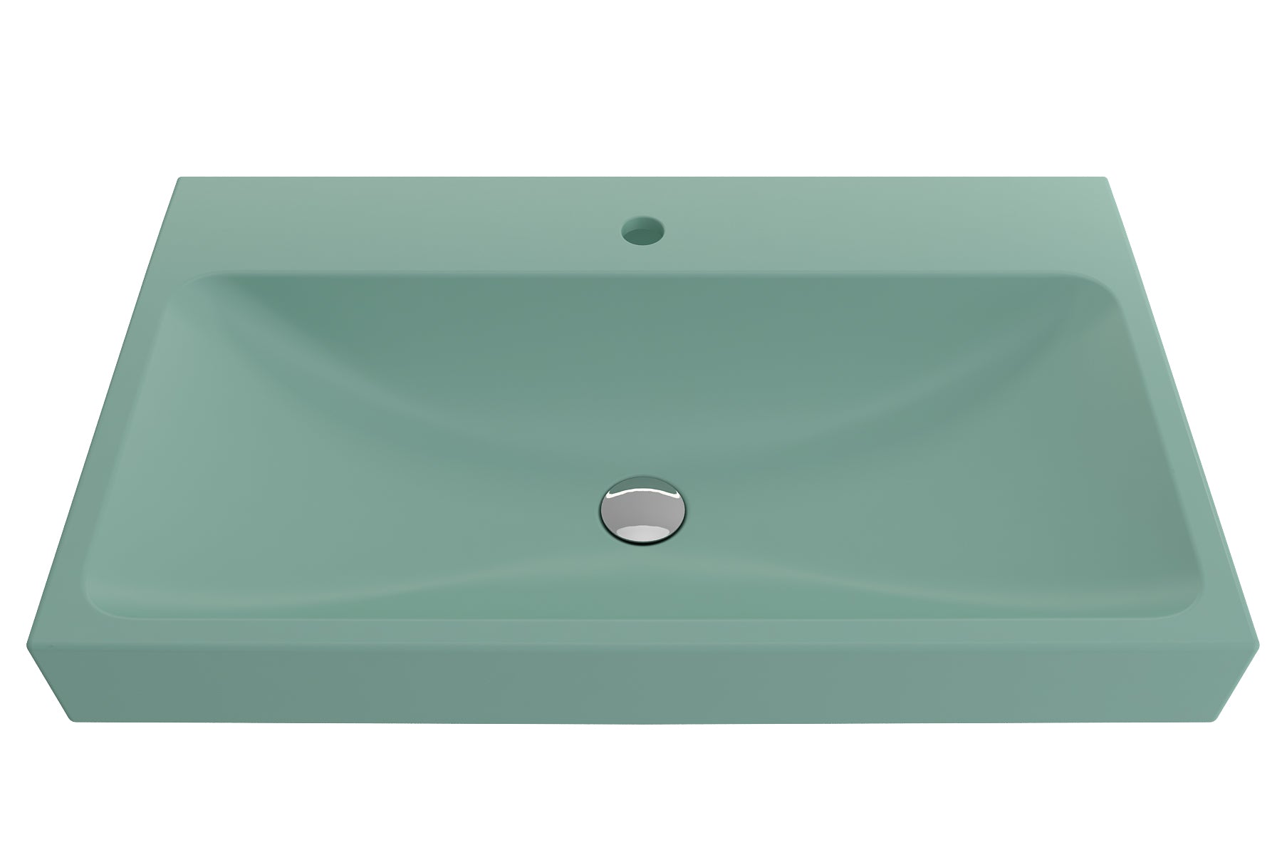 Alternate Image for BOCCHI Scala 32" Rectangle Wallmount Fireclay Bathroom Sink, Matte Mint Green, Single Faucet Hole, 1078-033-0126