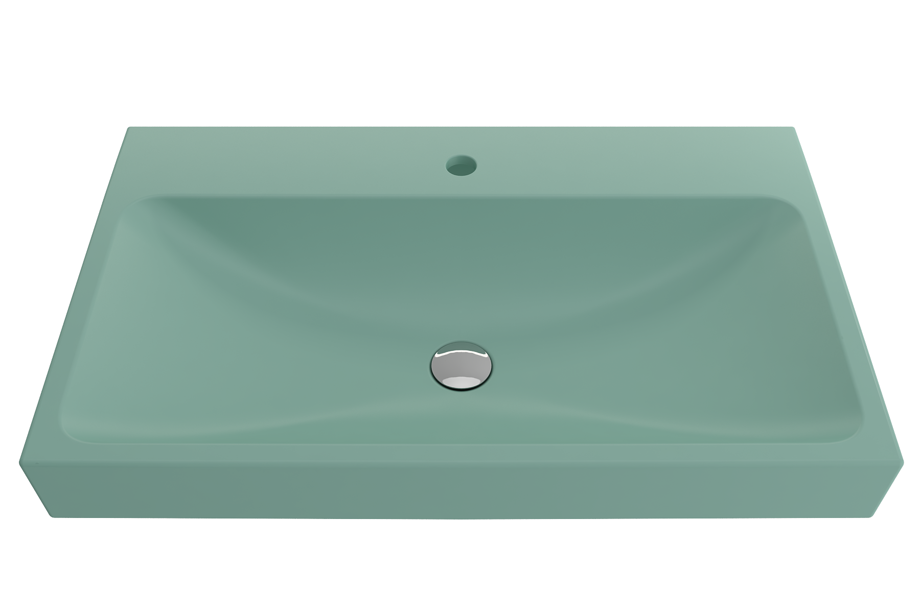 Alternate Image for BOCCHI Scala 32" Rectangle Wallmount Fireclay Bathroom Sink, Matte Mint Green, Single Faucet Hole, 1078-033-0126