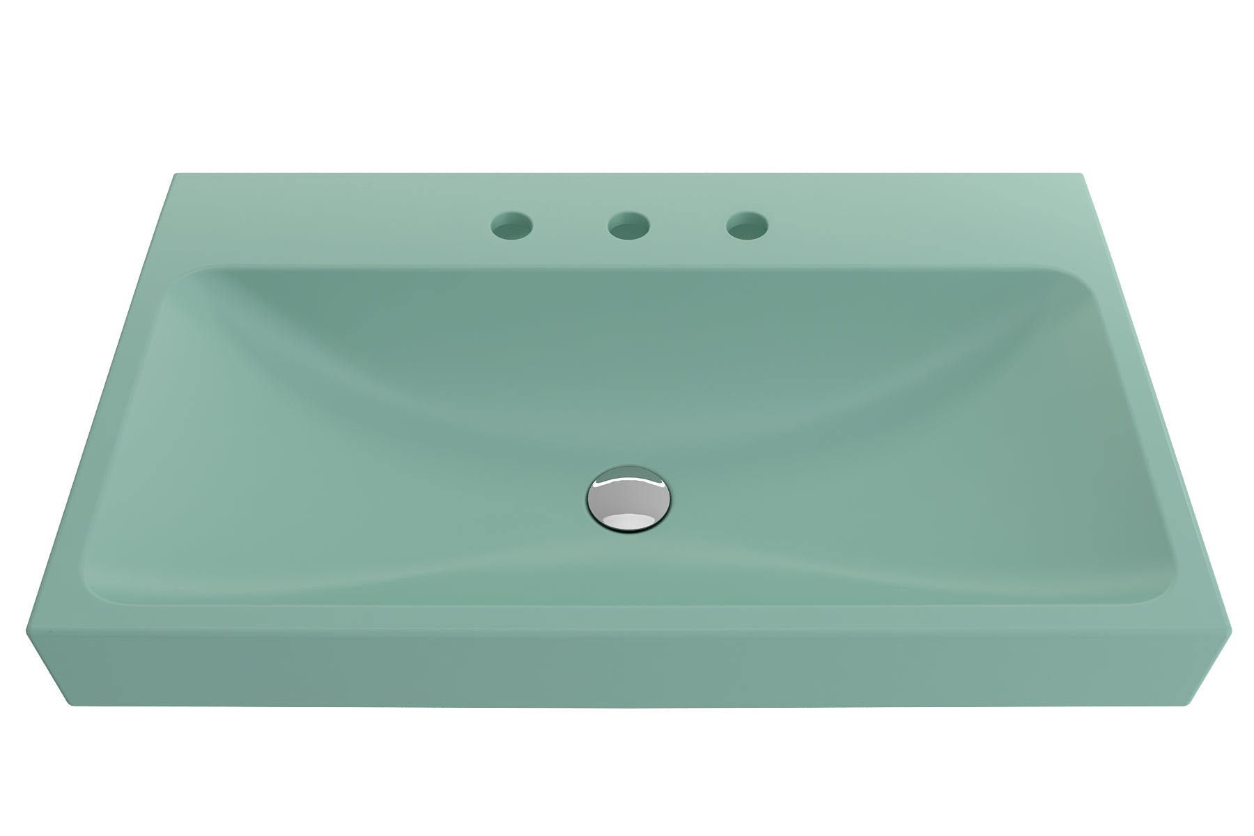 Alternate Image for BOCCHI Scala 32" Rectangle Wallmount Fireclay Bathroom Sink, Matte Mint Green, 3 Faucet Hole, 1078-033-0127