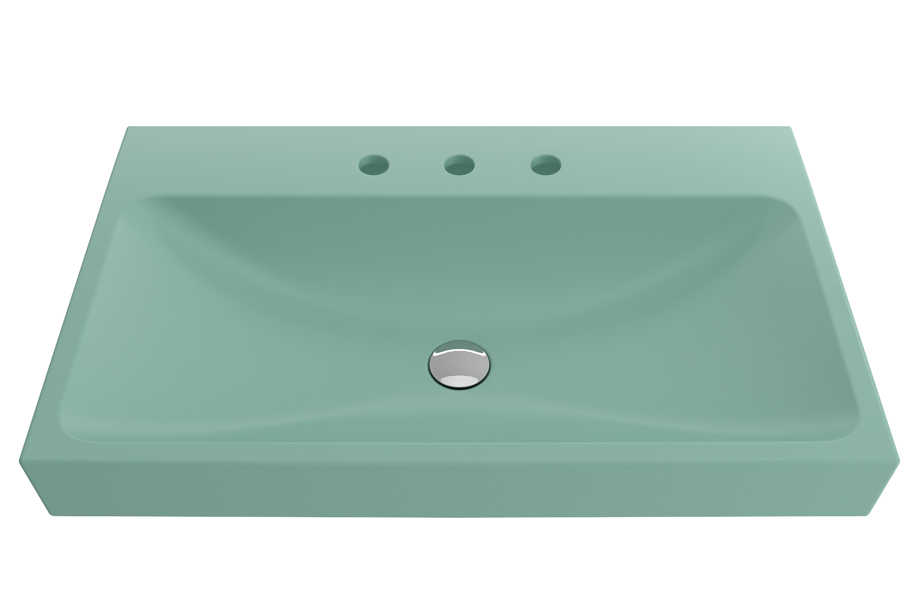 Alternate Image for BOCCHI Scala 32" Rectangle Wallmount Fireclay Bathroom Sink, Matte Mint Green, 3 Faucet Hole, 1078-033-0127