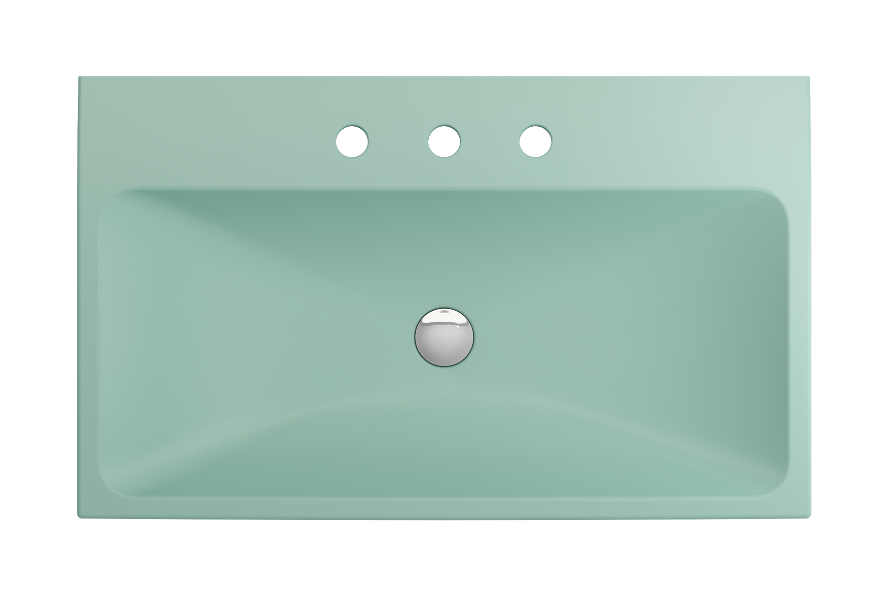 Alternate Image for BOCCHI Scala 32" Rectangle Wallmount Fireclay Bathroom Sink, Matte Mint Green, 3 Faucet Hole, 1078-033-0127