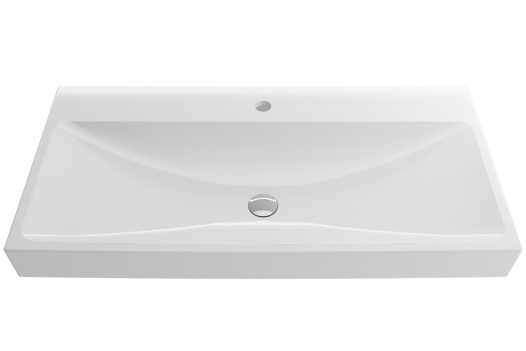 Alternate Image for BOCCHI Scala 40" Rectangle Wallmount Fireclay Bathroom Sink, White, Single Faucet Hole, 1079-001-0126