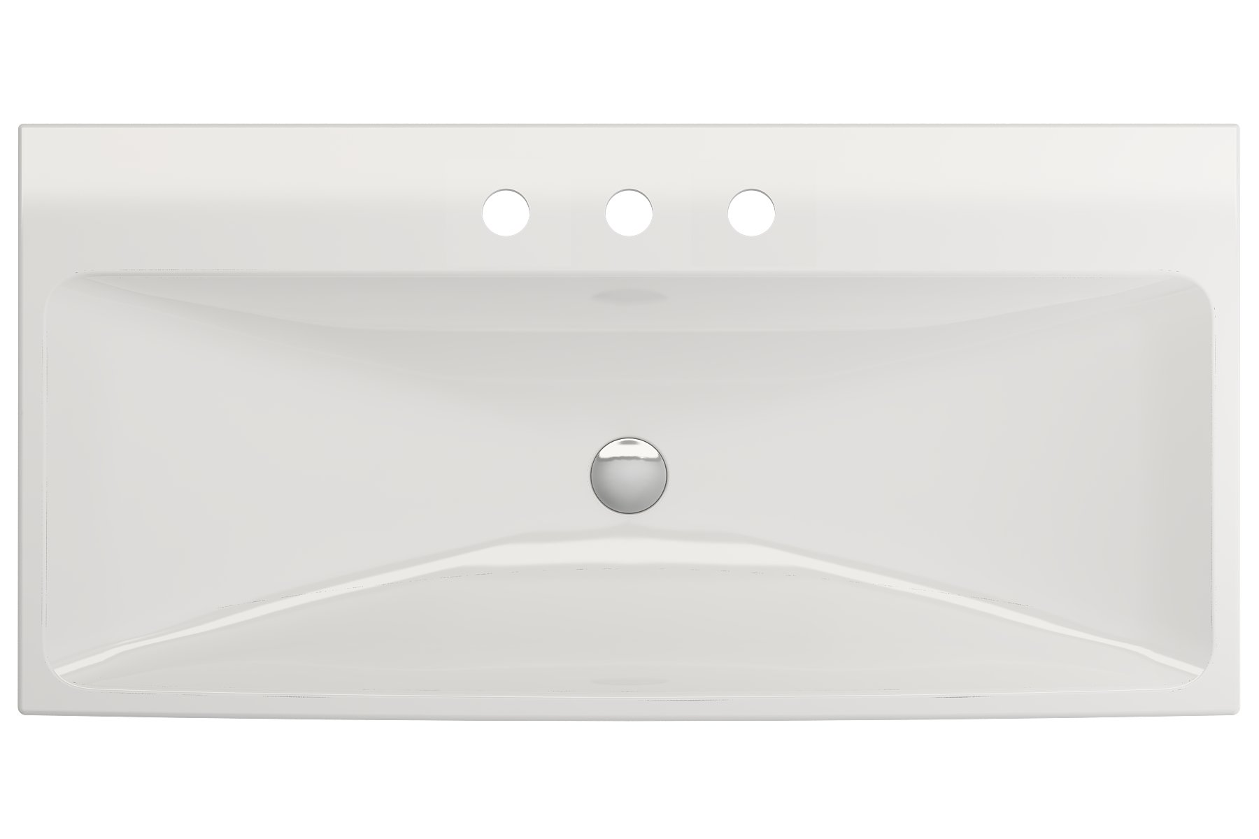 Alternate Image for BOCCHI Scala 40" Rectangle Wallmount Fireclay Bathroom Sink, White, 3 Faucet Hole, 1079-001-0127