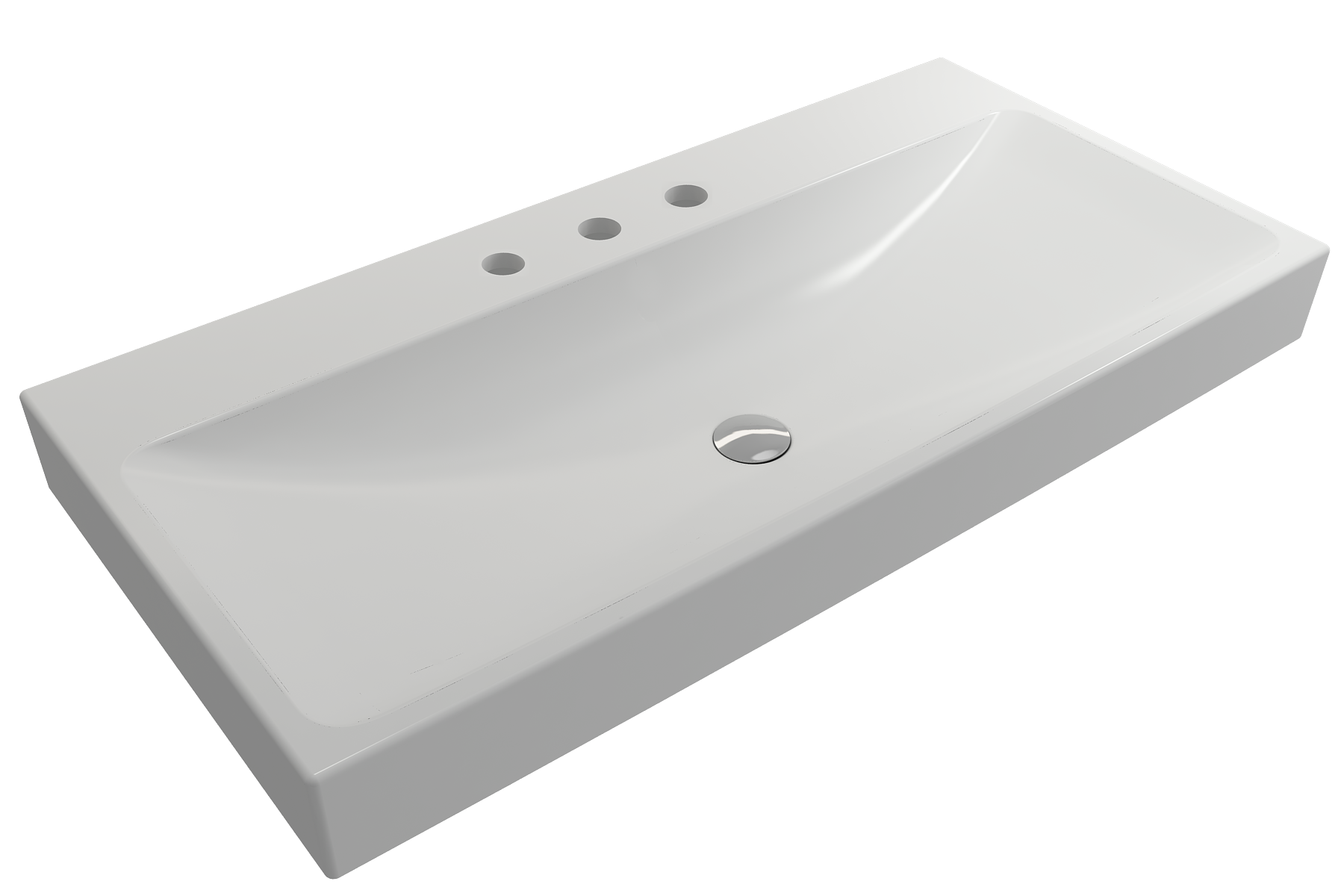 Alternate Image for BOCCHI Scala 40" Rectangle Wallmount Fireclay Bathroom Sink, Matte White, 3 Faucet Hole, 1079-002-0127