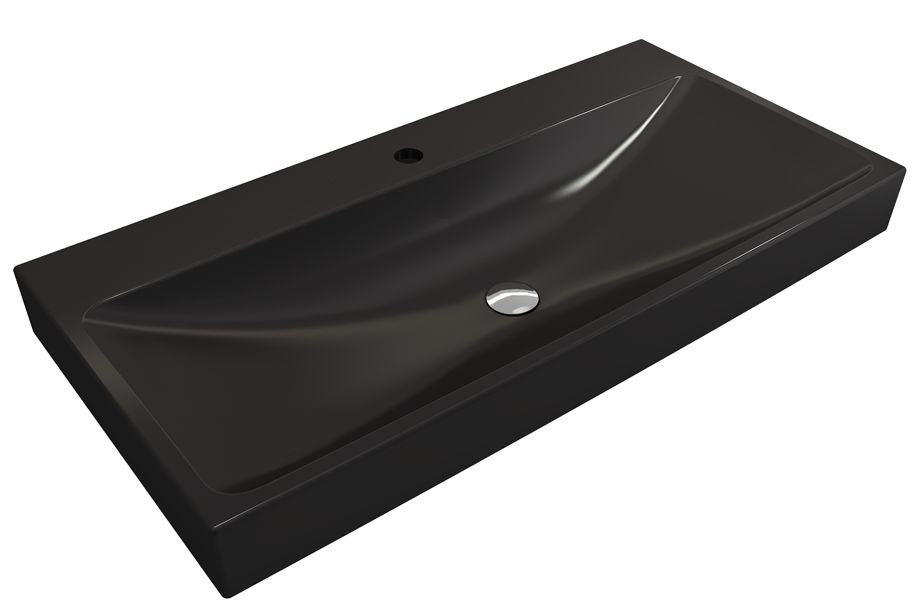 Alternate Image for BOCCHI Scala 40" Rectangle Wallmount Fireclay Bathroom Sink, Matte Black, Single Faucet Hole, 1079-004-0126