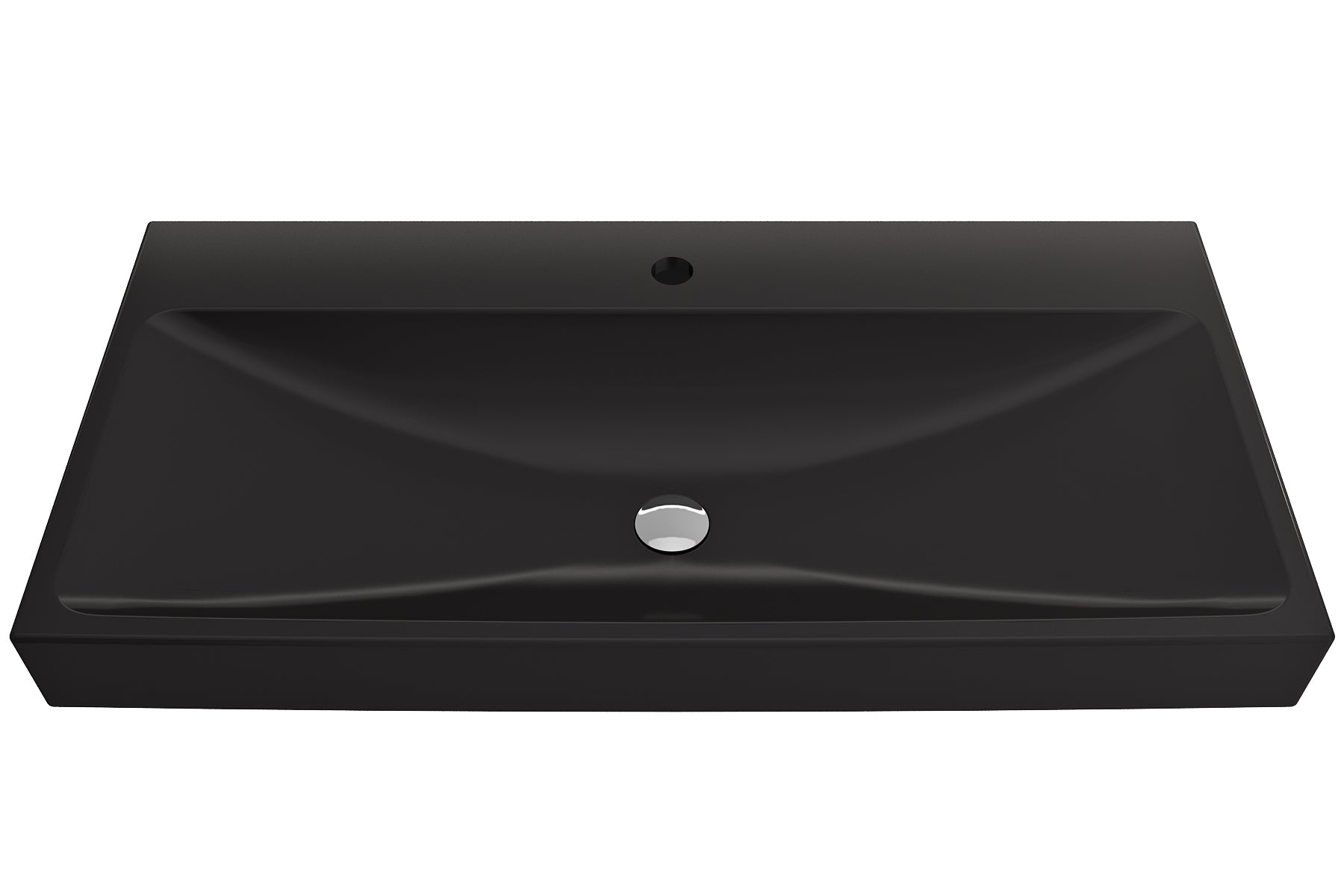 Alternate Image for BOCCHI Scala 40" Rectangle Wallmount Fireclay Bathroom Sink, Matte Black, Single Faucet Hole, 1079-004-0126