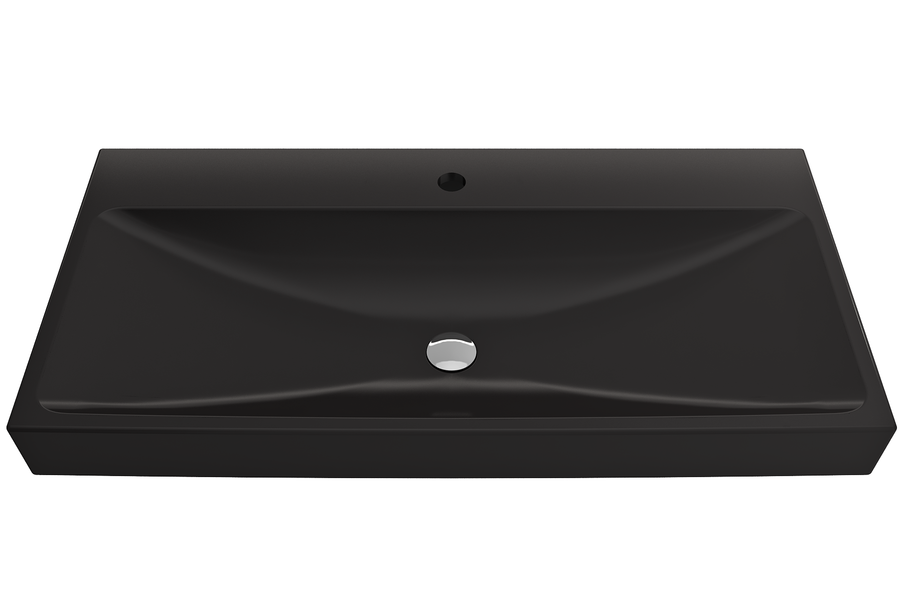 Alternate Image for BOCCHI Scala 40" Rectangle Wallmount Fireclay Bathroom Sink, Matte Black, Single Faucet Hole, 1079-004-0126