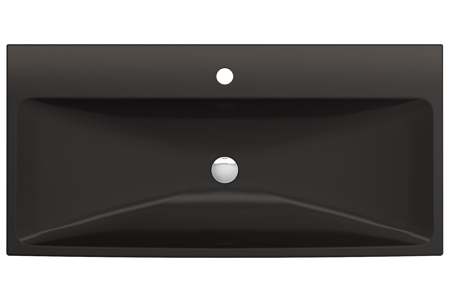 Alternate Image for BOCCHI Scala 40" Rectangle Wallmount Fireclay Bathroom Sink, Matte Black, Single Faucet Hole, 1079-004-0126