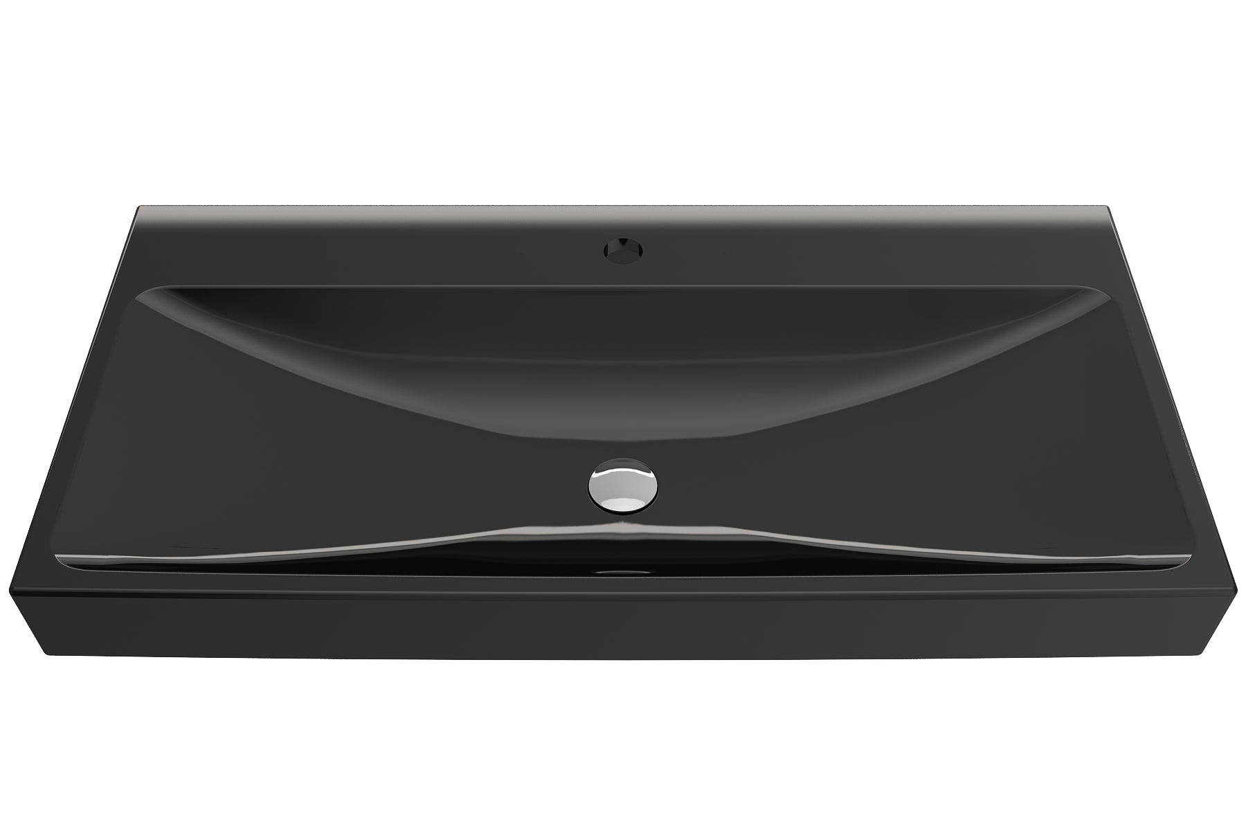 Alternate Image for BOCCHI Scala 40" Rectangle Wallmount Fireclay Bathroom Sink, Black, Single Faucet Hole, 1079-005-0126