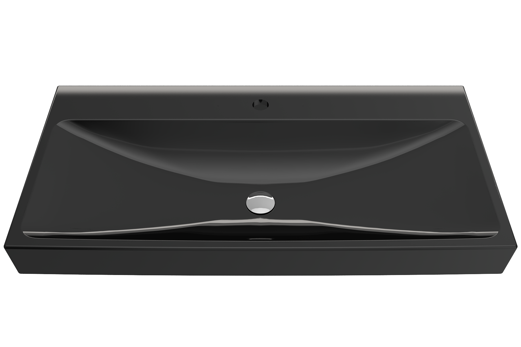 Alternate Image for BOCCHI Scala 40" Rectangle Wallmount Fireclay Bathroom Sink, Black, Single Faucet Hole, 1079-005-0126