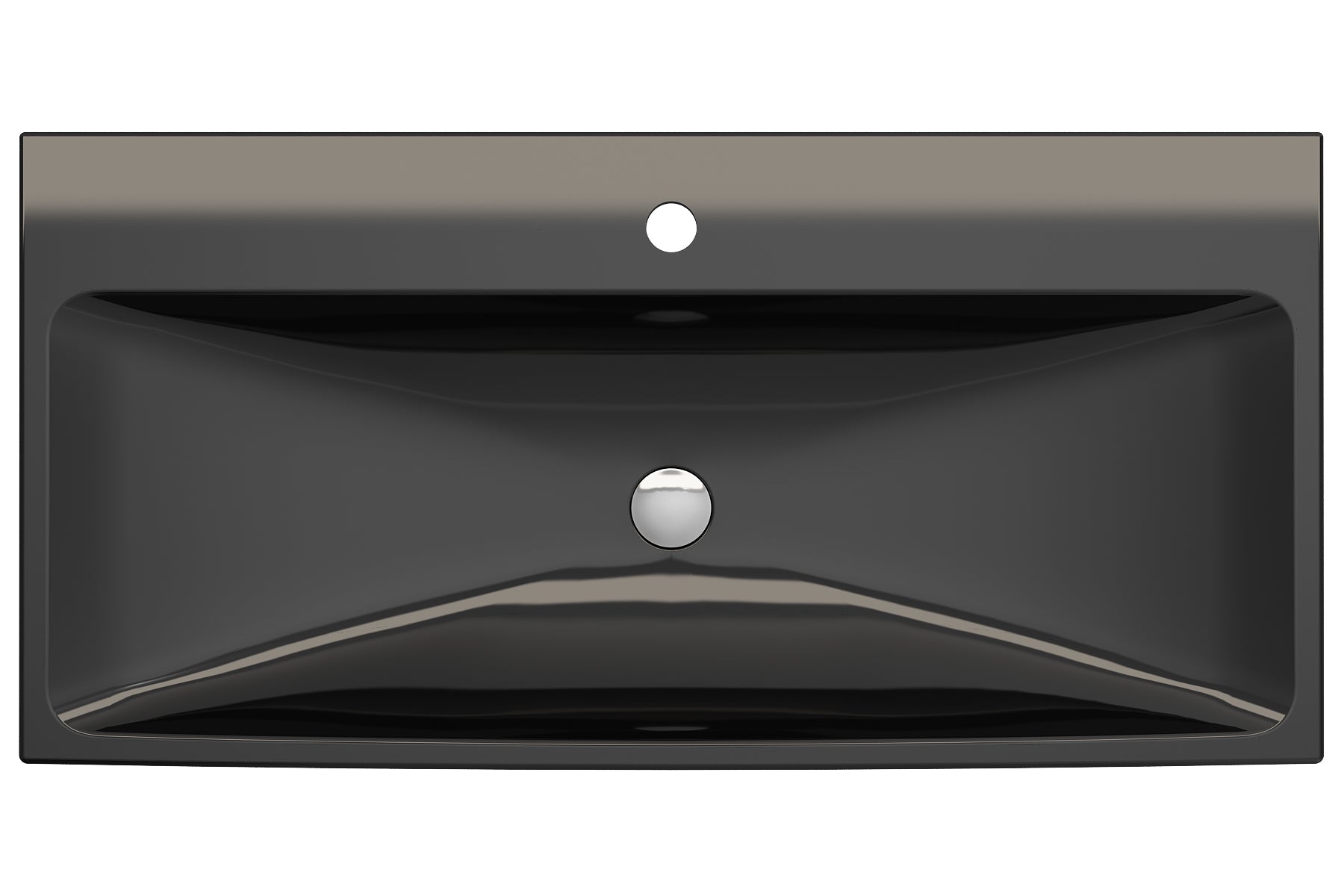 Alternate Image for BOCCHI Scala 40" Rectangle Wallmount Fireclay Bathroom Sink, Black, Single Faucet Hole, 1079-005-0126