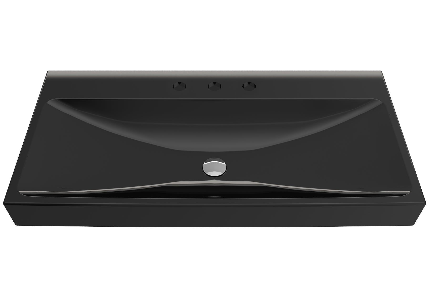 Alternate Image for BOCCHI Scala 40" Rectangle Wallmount Fireclay Bathroom Sink, Black, 3 Faucet Hole, 1079-005-0127