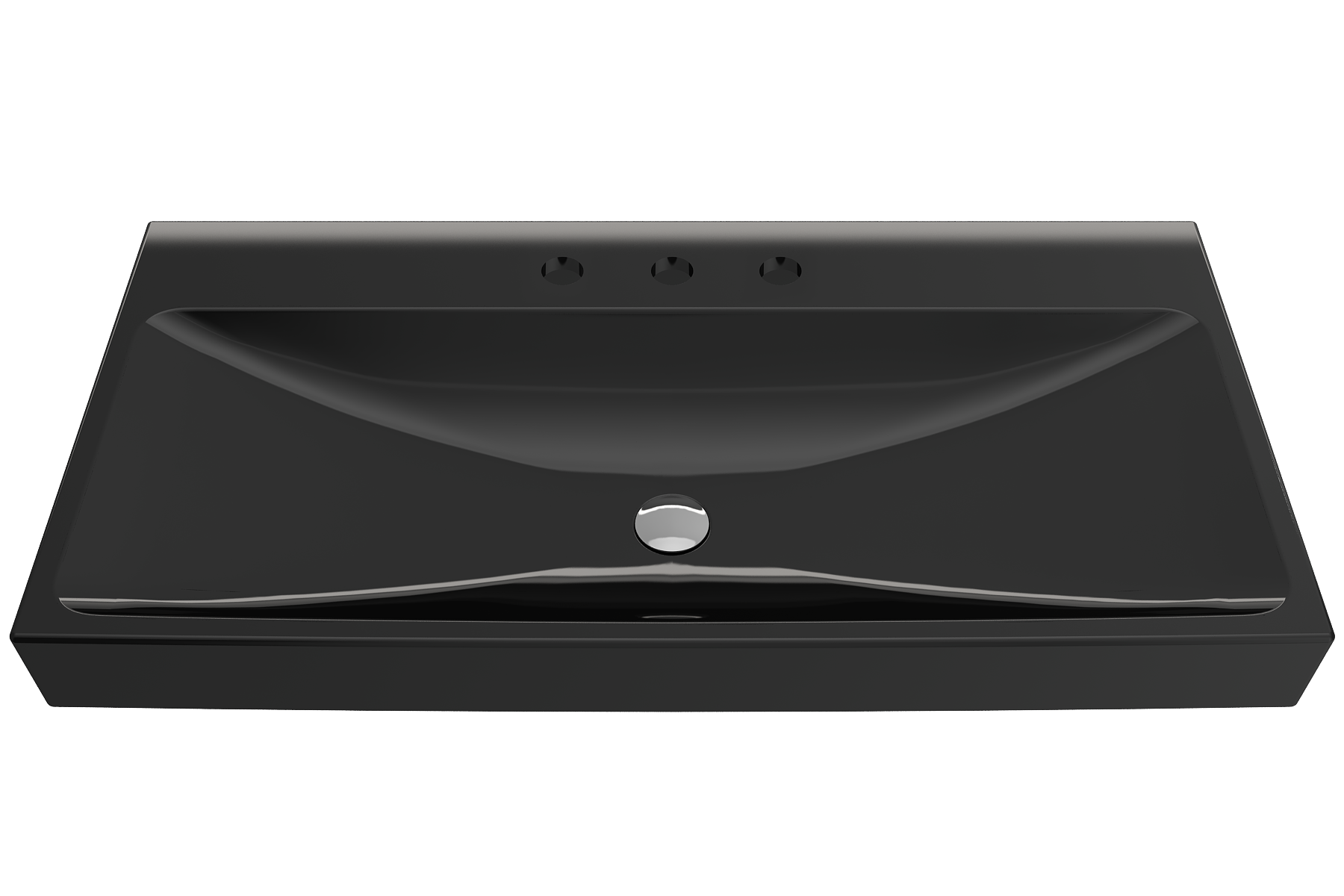 Alternate Image for BOCCHI Scala 40" Rectangle Wallmount Fireclay Bathroom Sink, Black, 3 Faucet Hole, 1079-005-0127