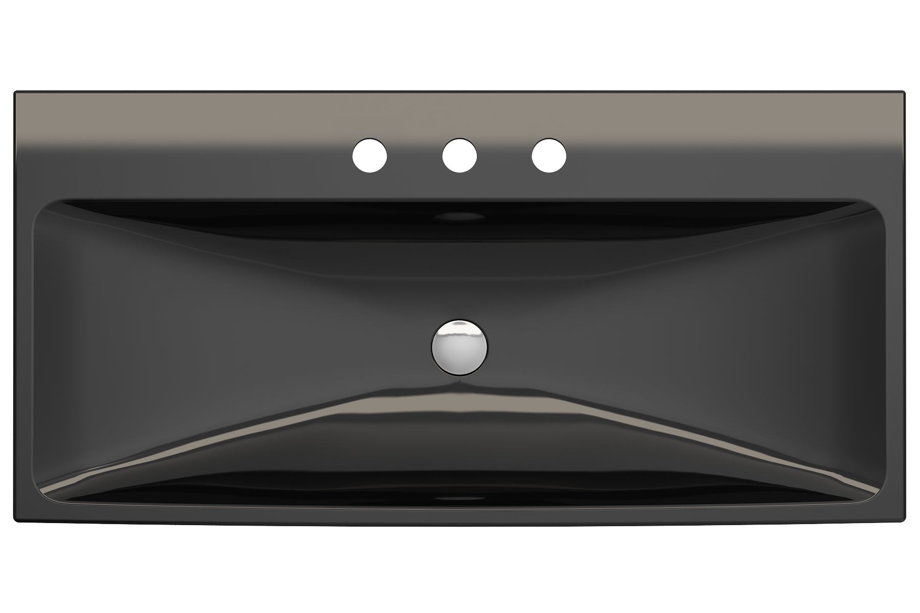 Alternate Image for BOCCHI Scala 40" Rectangle Wallmount Fireclay Bathroom Sink, Black, 3 Faucet Hole, 1079-005-0127