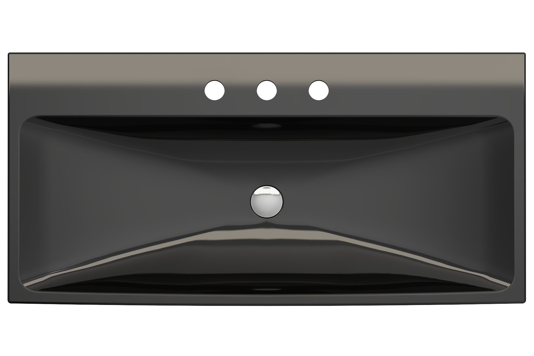 Alternate Image for BOCCHI Scala 40" Rectangle Wallmount Fireclay Bathroom Sink, Black, 3 Faucet Hole, 1079-005-0127