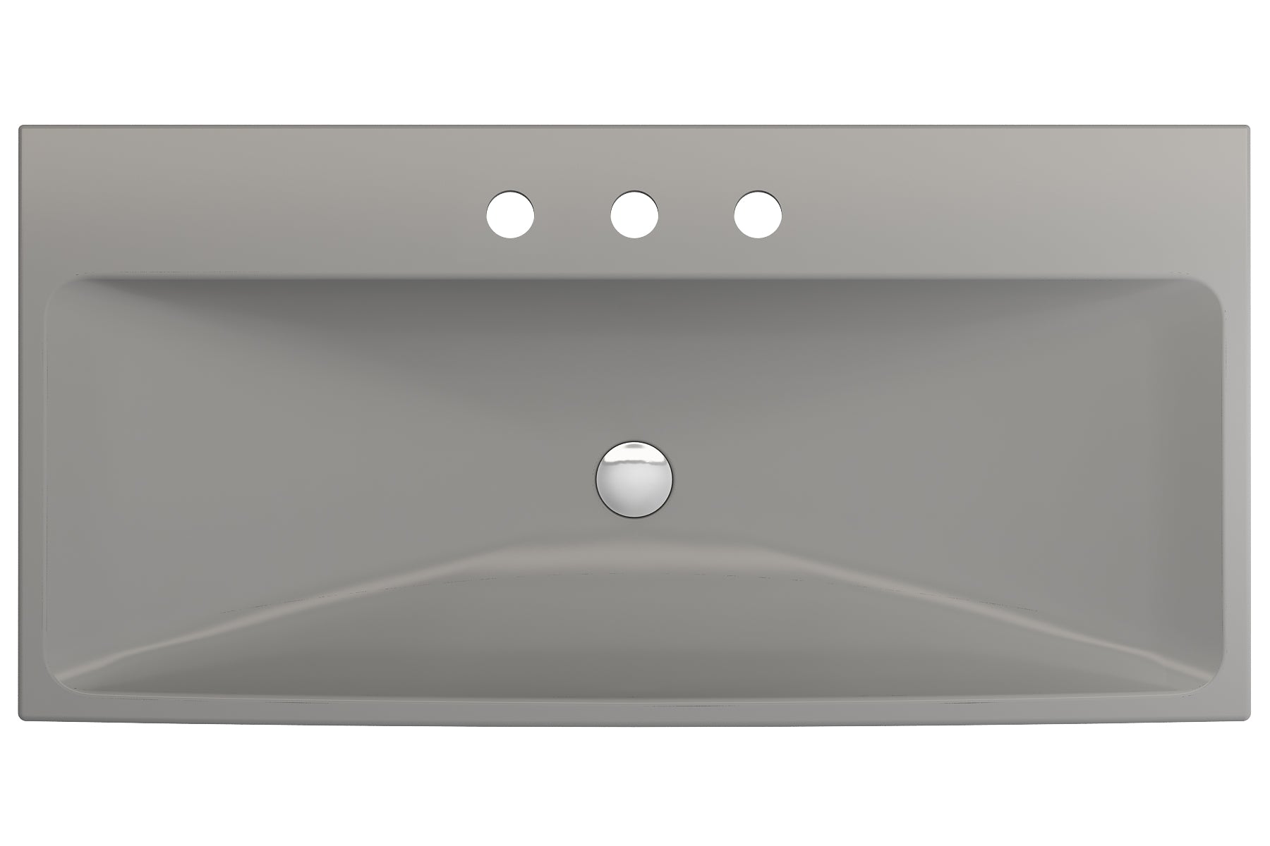 Alternate Image for BOCCHI Scala 40" Rectangle Wallmount Fireclay Bathroom Sink, Matte Gray, 3 Faucet Hole, 1079-006-0127