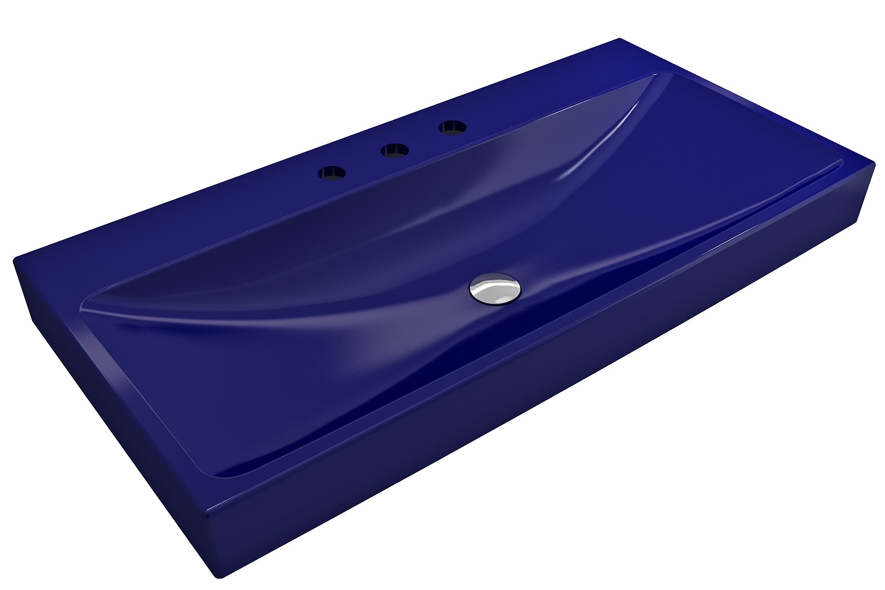 Alternate Image for BOCCHI Scala 40" Rectangle Wallmount Fireclay Bathroom Sink, Sapphire Blue, 3 Faucet Hole, 1079-010-0127